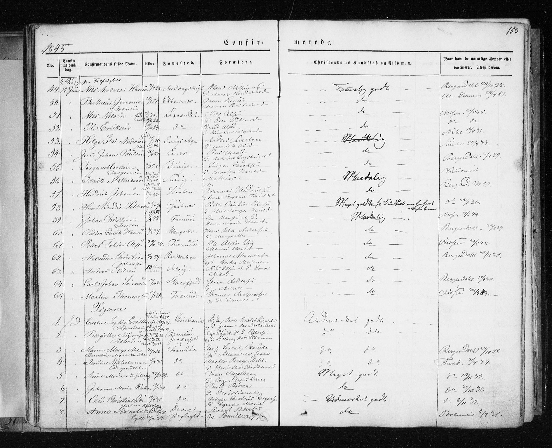 Tromsø sokneprestkontor/stiftsprosti/domprosti, SATØ/S-1343/G/Ga/L0009kirke: Parish register (official) no. 9, 1837-1847, p. 153