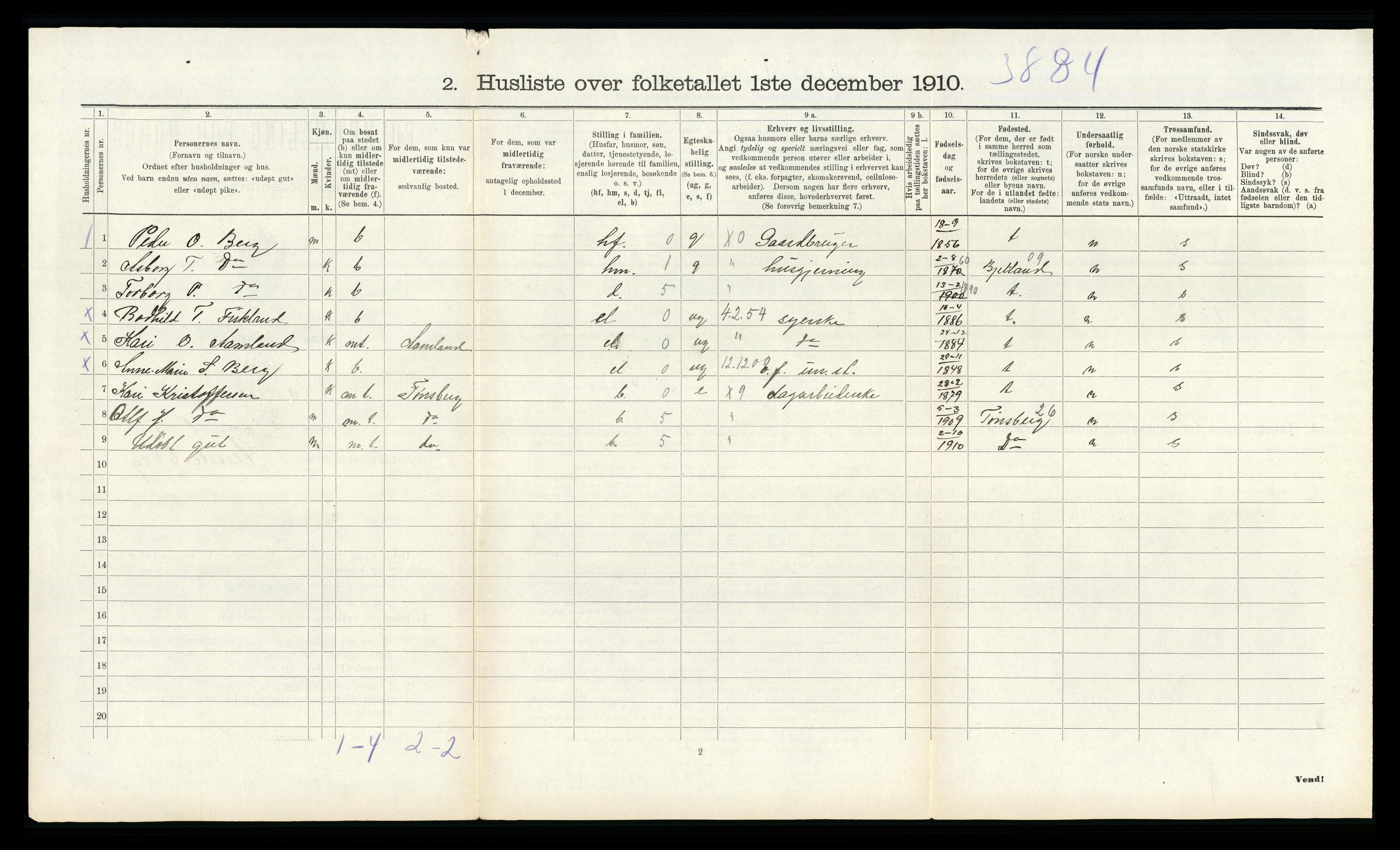 RA, 1910 census for Åseral, 1910, p. 256