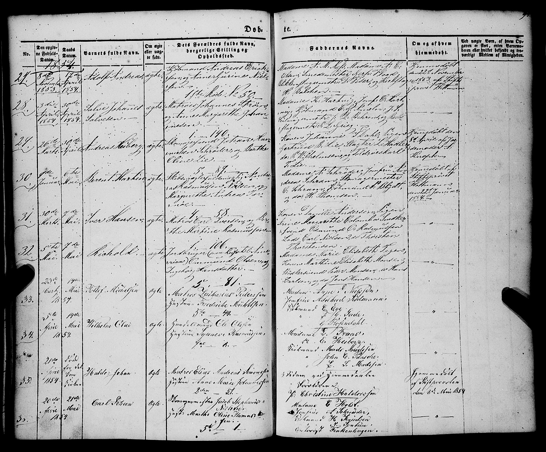 Nykirken Sokneprestembete, AV/SAB-A-77101/H/Haa/L0014: Parish register (official) no. B 1, 1844-1858, p. 94