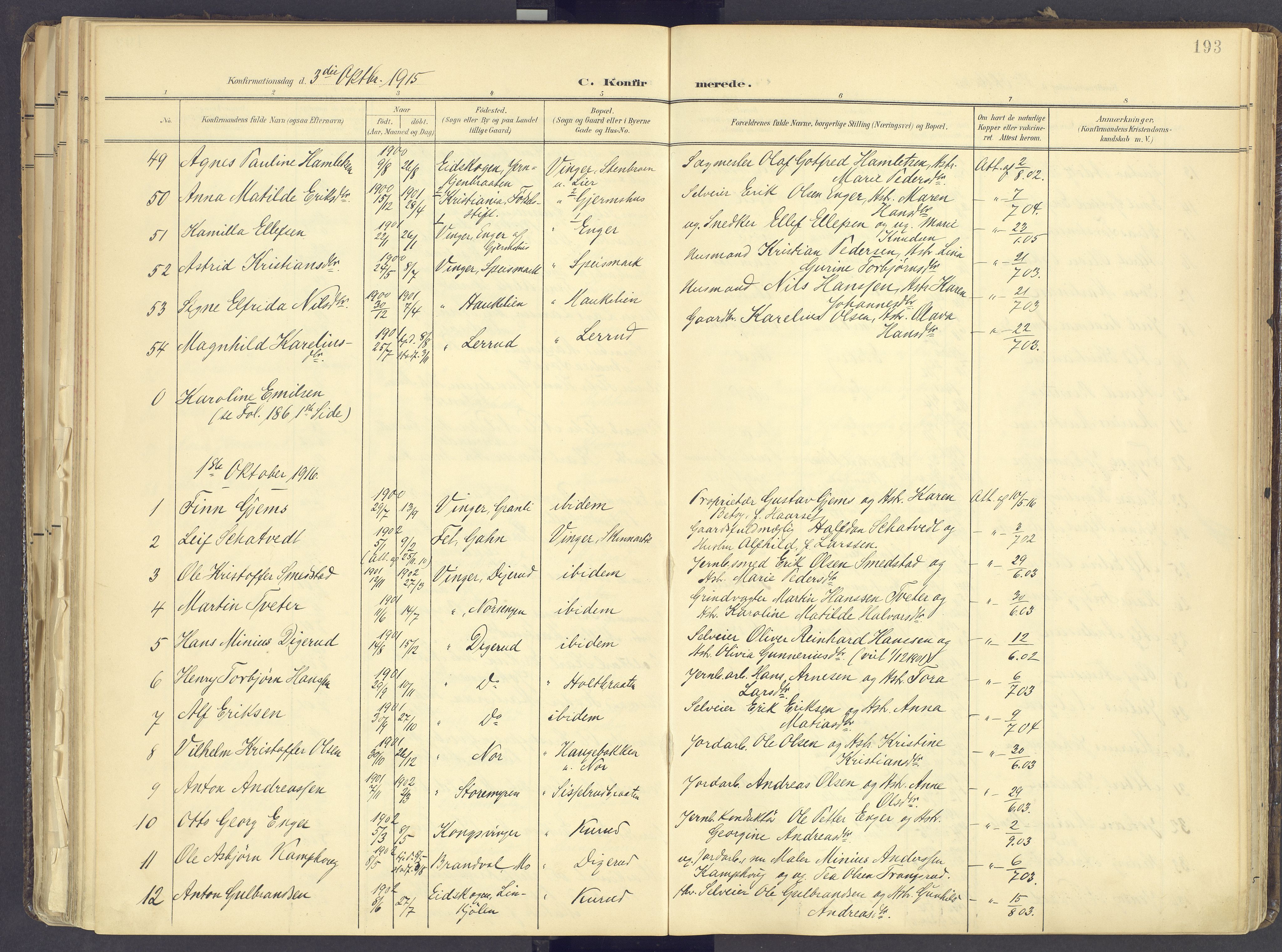 Vinger prestekontor, SAH/PREST-024/H/Ha/Haa/L0017: Parish register (official) no. 17, 1901-1927, p. 193