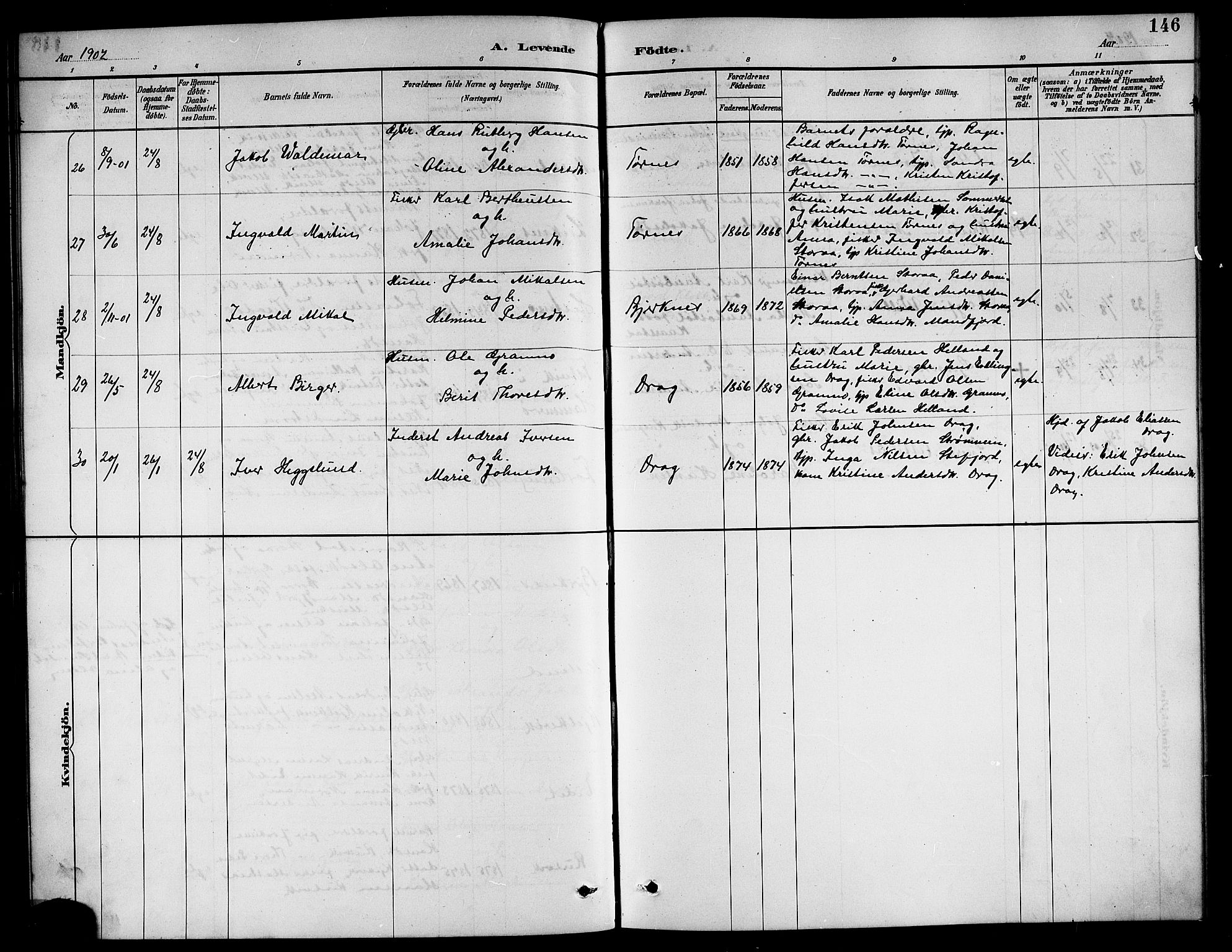 Ministerialprotokoller, klokkerbøker og fødselsregistre - Nordland, SAT/A-1459/861/L0876: Parish register (copy) no. 861C02, 1887-1903, p. 146