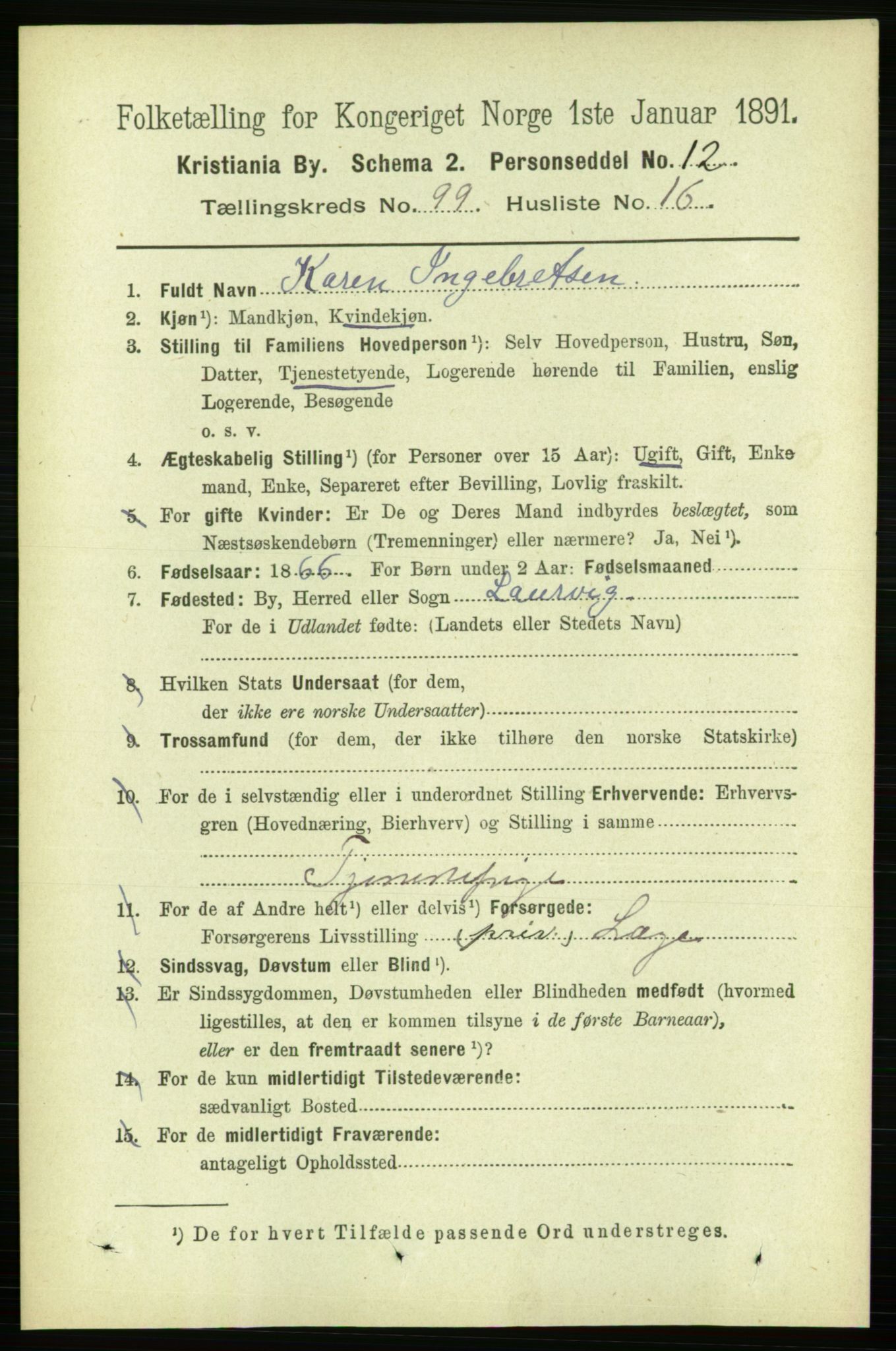 RA, 1891 census for 0301 Kristiania, 1891, p. 48827