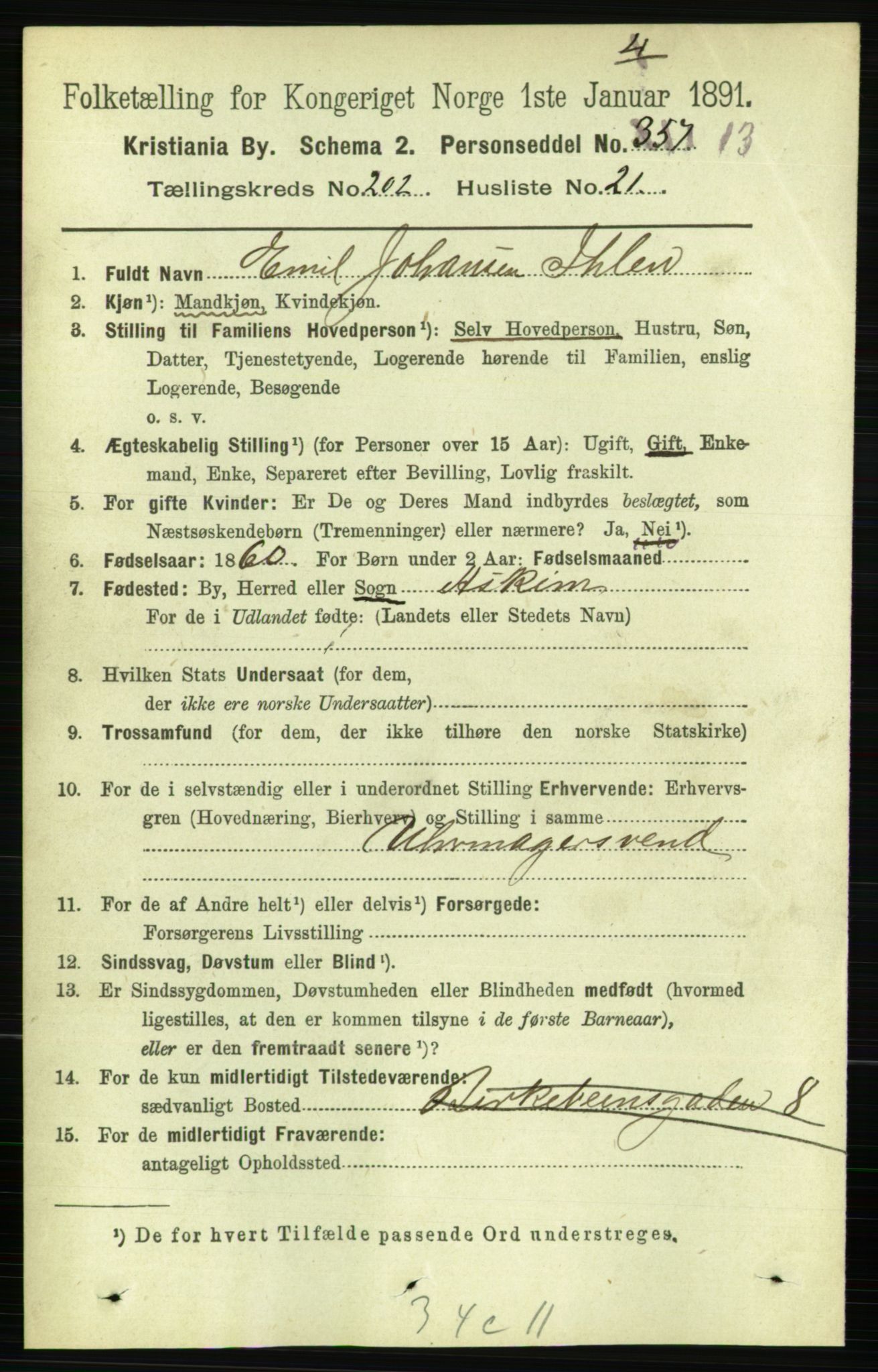RA, 1891 census for 0301 Kristiania, 1891, p. 121881