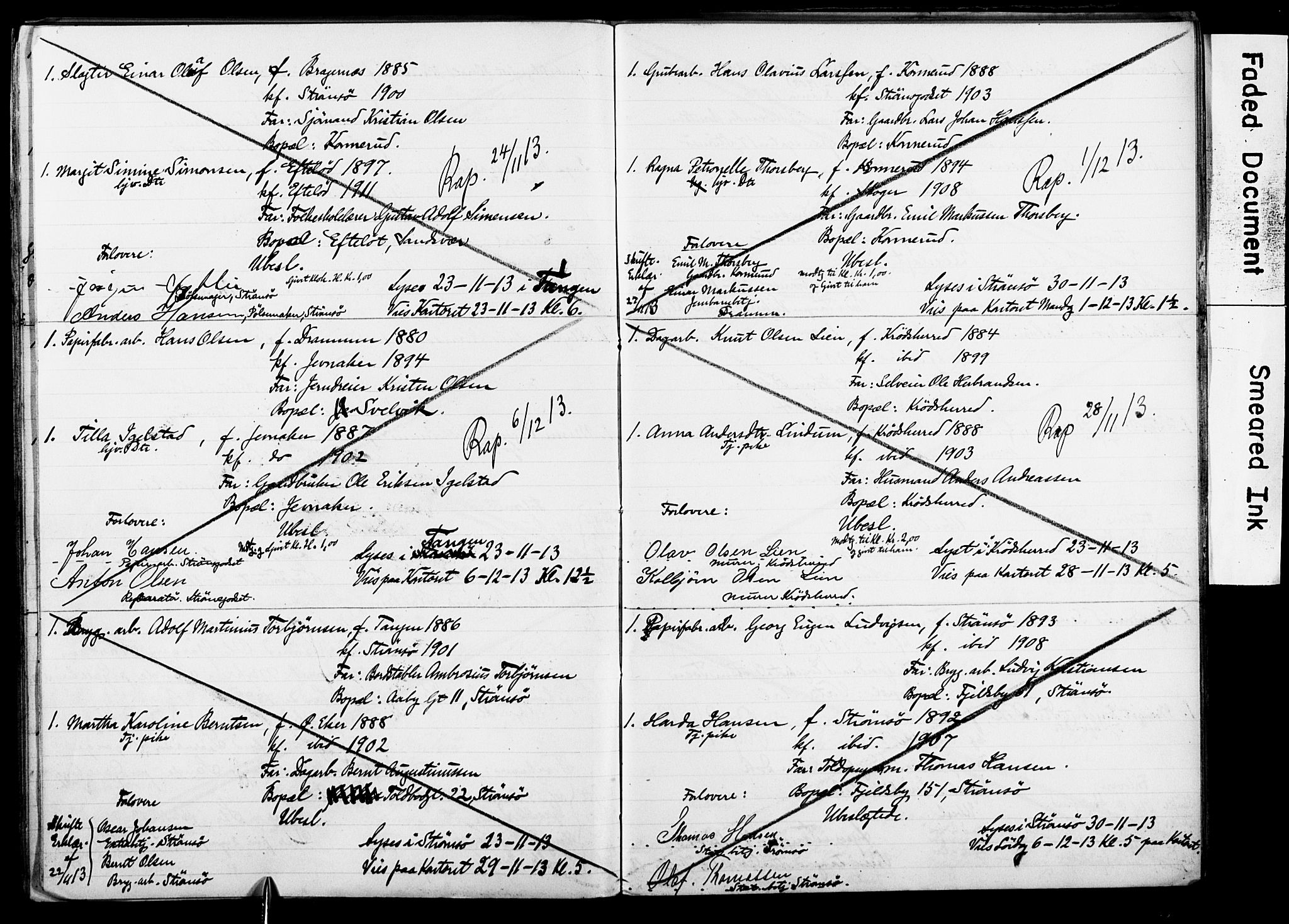 Strømsø kirkebøker, AV/SAKO-A-246/H/Ha/L0014: Banns register no. 14, 1911-1920