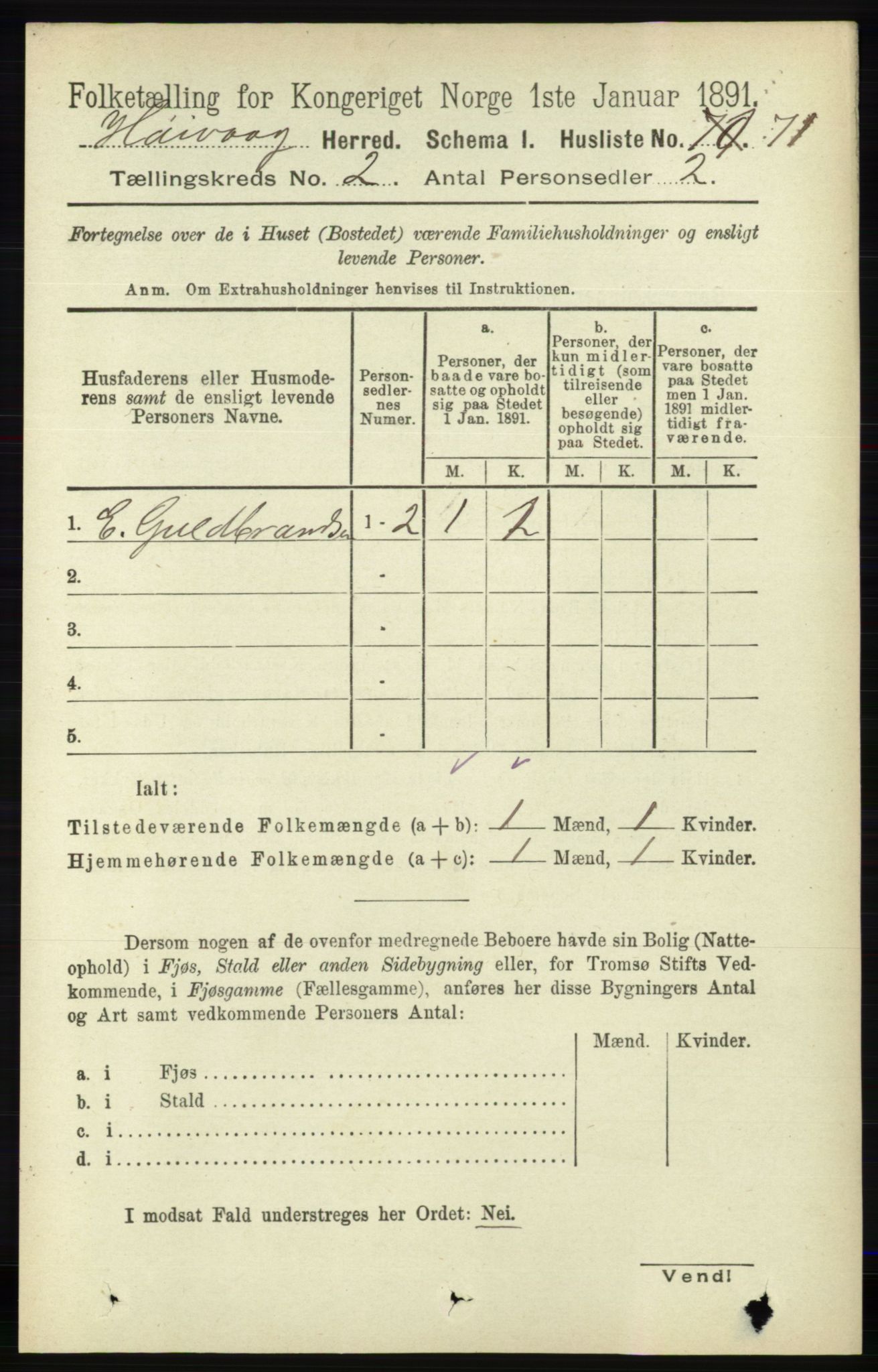 RA, 1891 census for 0927 Høvåg, 1891, p. 535