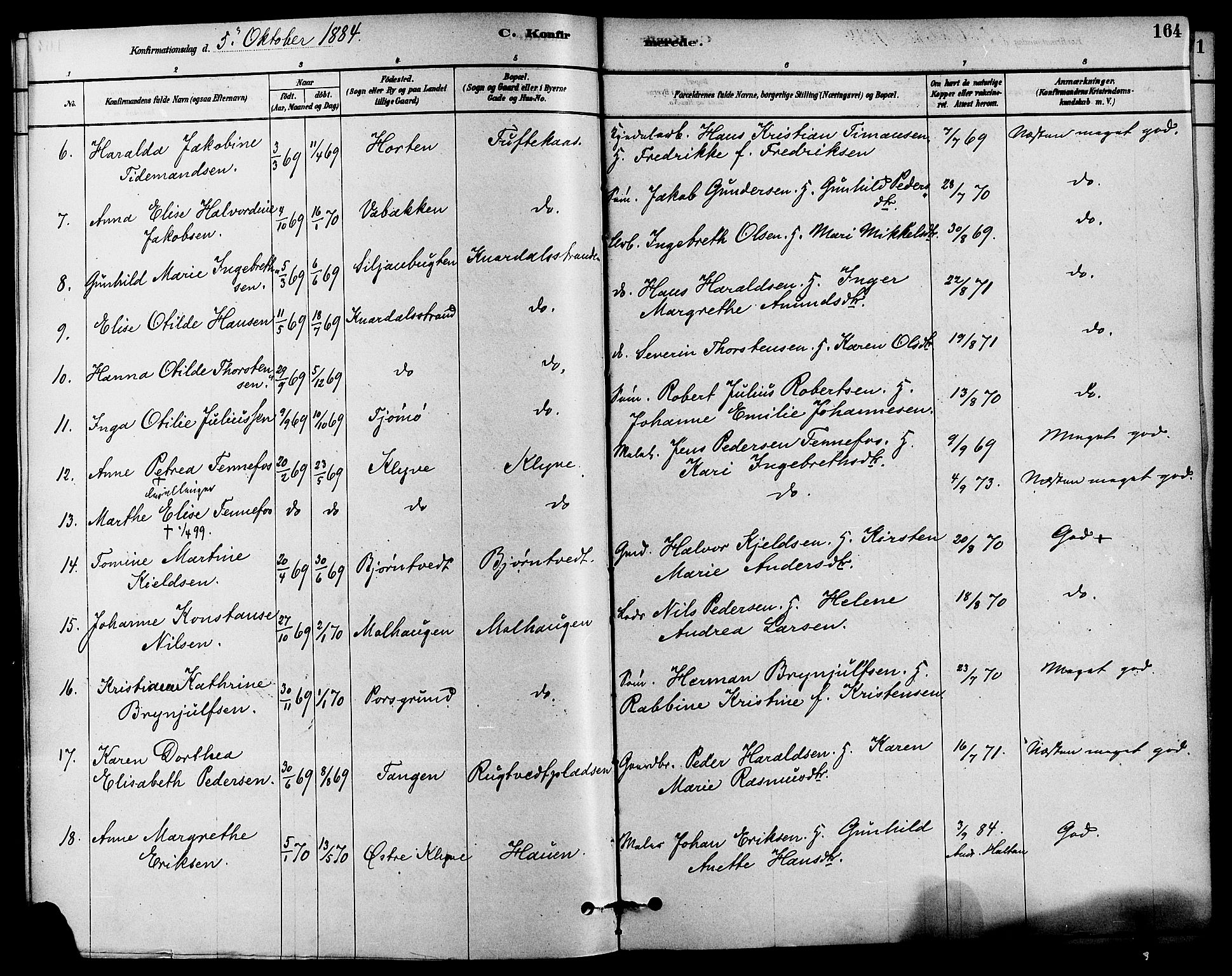 Solum kirkebøker, AV/SAKO-A-306/F/Fa/L0009: Parish register (official) no. I 9, 1877-1887, p. 164