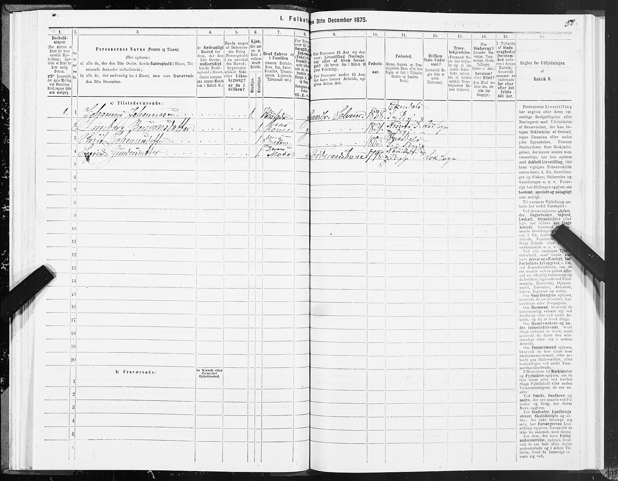 SAT, 1875 census for 1561P Øksendal, 1875, p. 2058