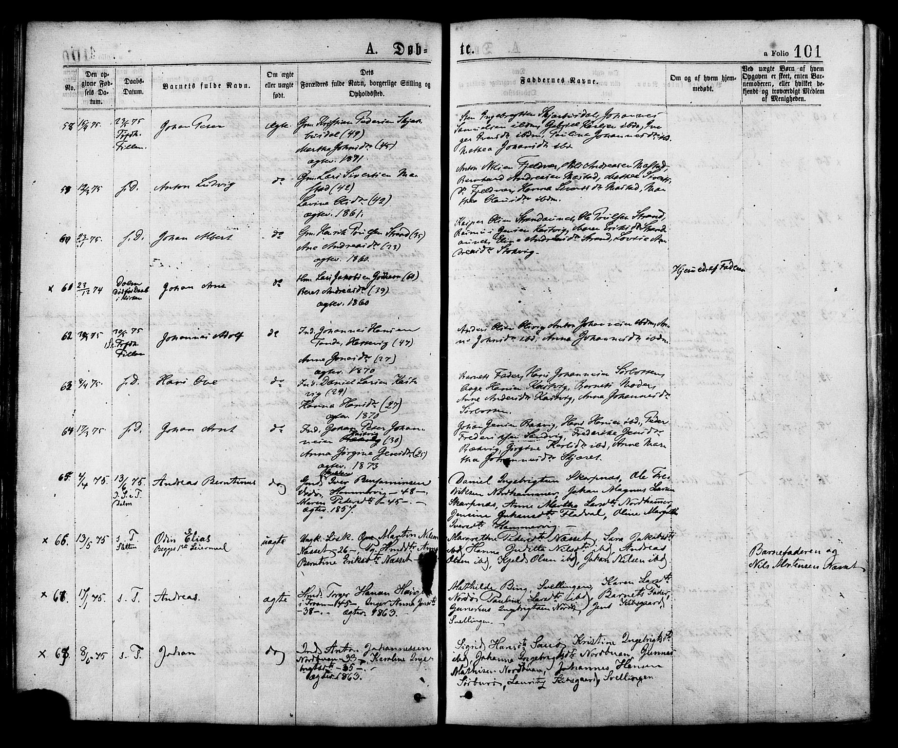 Ministerialprotokoller, klokkerbøker og fødselsregistre - Sør-Trøndelag, AV/SAT-A-1456/634/L0532: Parish register (official) no. 634A08, 1871-1881, p. 101