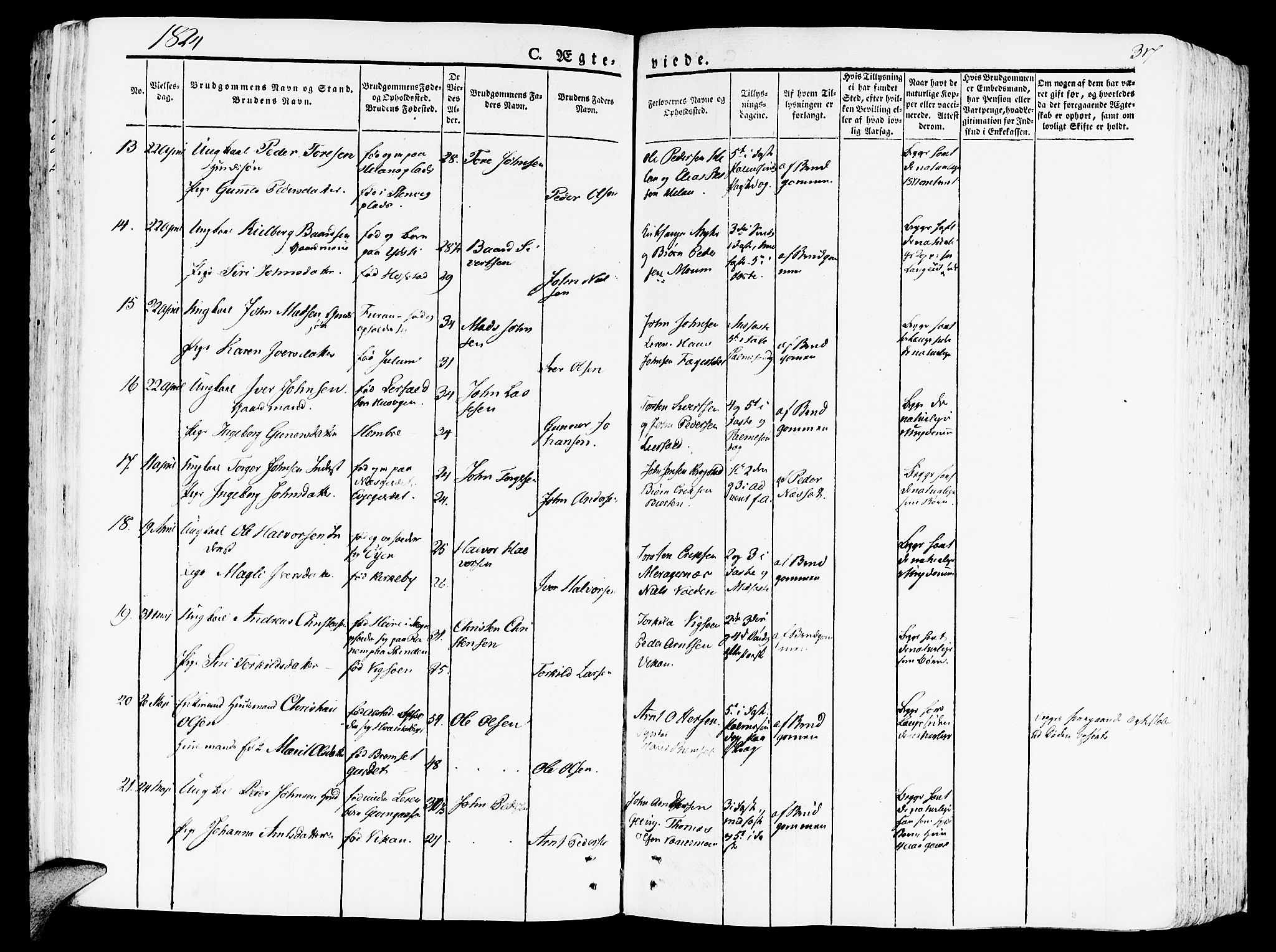 Ministerialprotokoller, klokkerbøker og fødselsregistre - Nord-Trøndelag, AV/SAT-A-1458/709/L0070: Parish register (official) no. 709A10, 1820-1832, p. 317