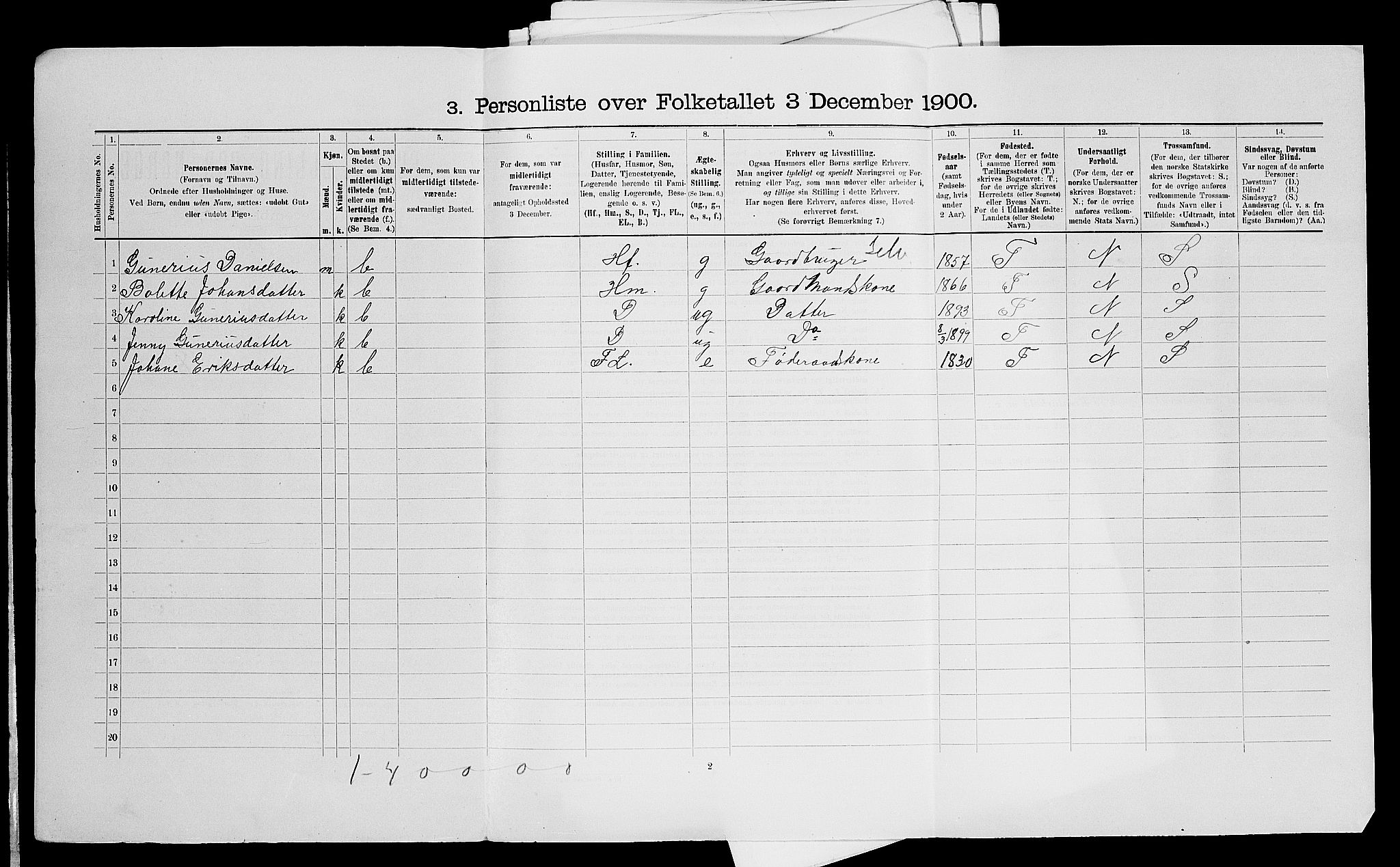 SAO, 1900 census for Høland, 1900