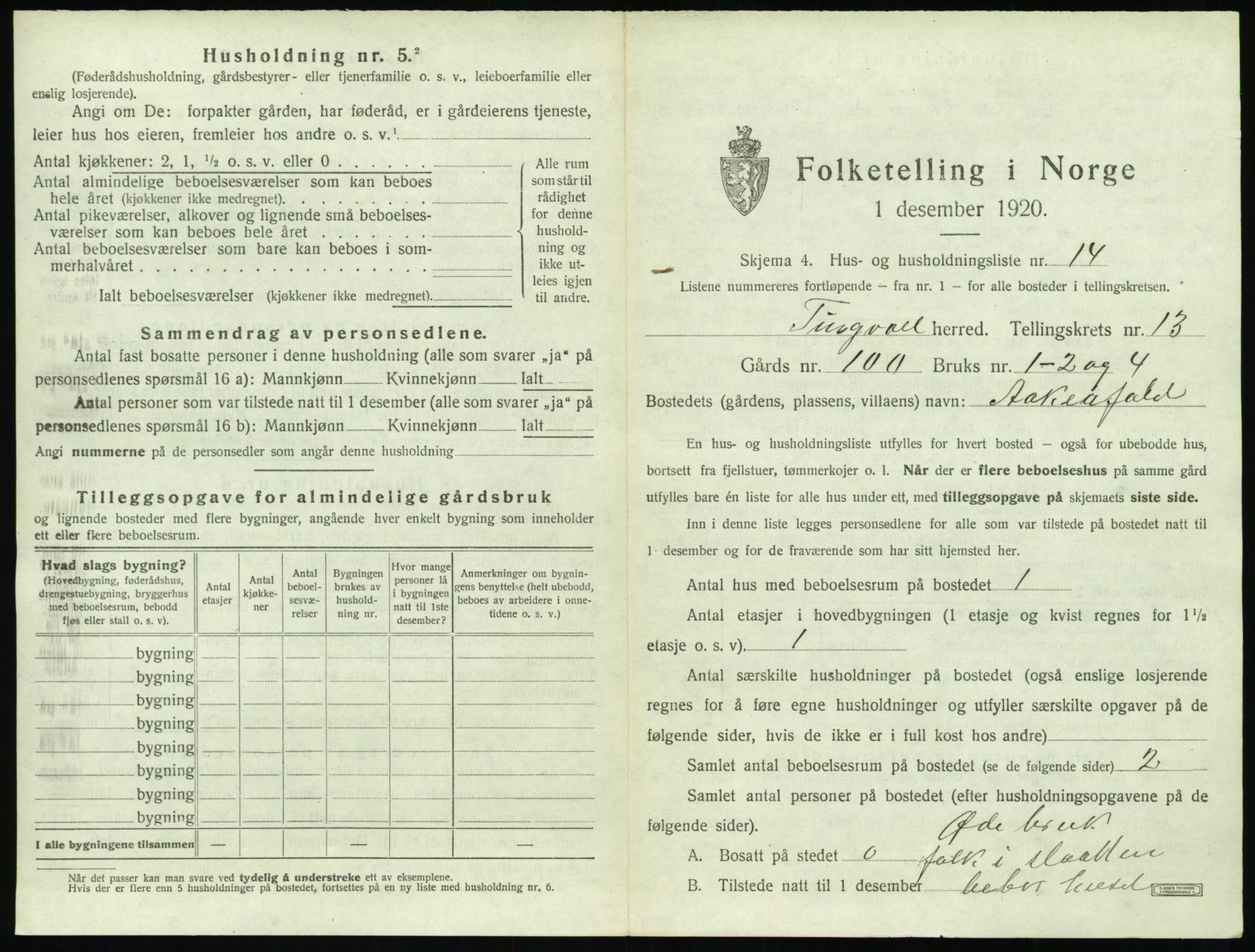 SAT, 1920 census for Tingvoll, 1920, p. 992