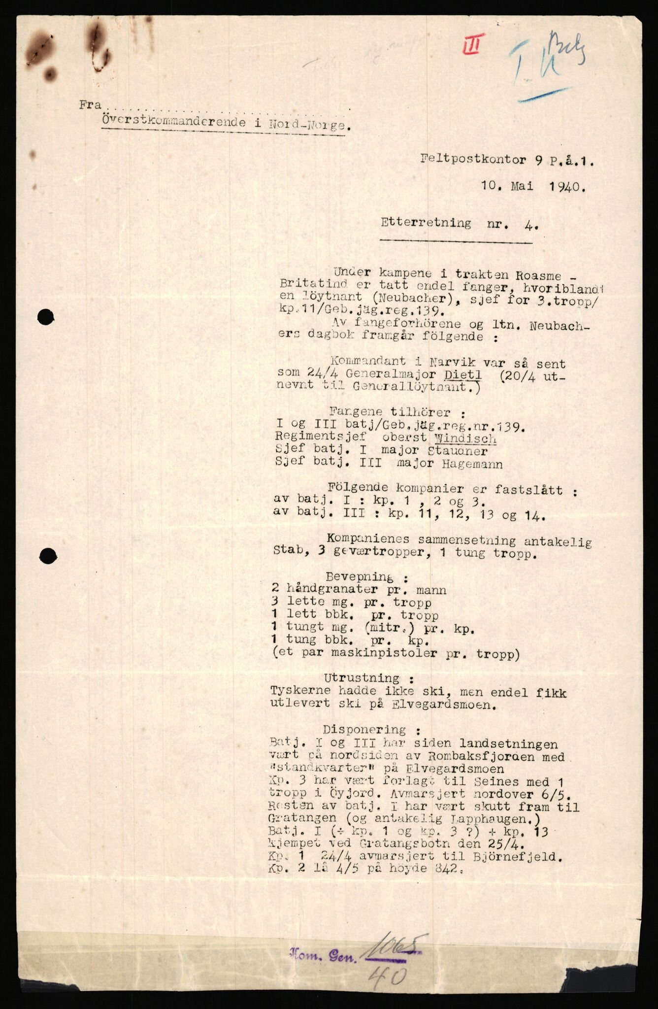 Forsvaret, Forsvarets krigshistoriske avdeling, AV/RA-RAFA-2017/Y/Ya/L0031: II-C-11-51 - Hærens overkommando, 1940, p. 496