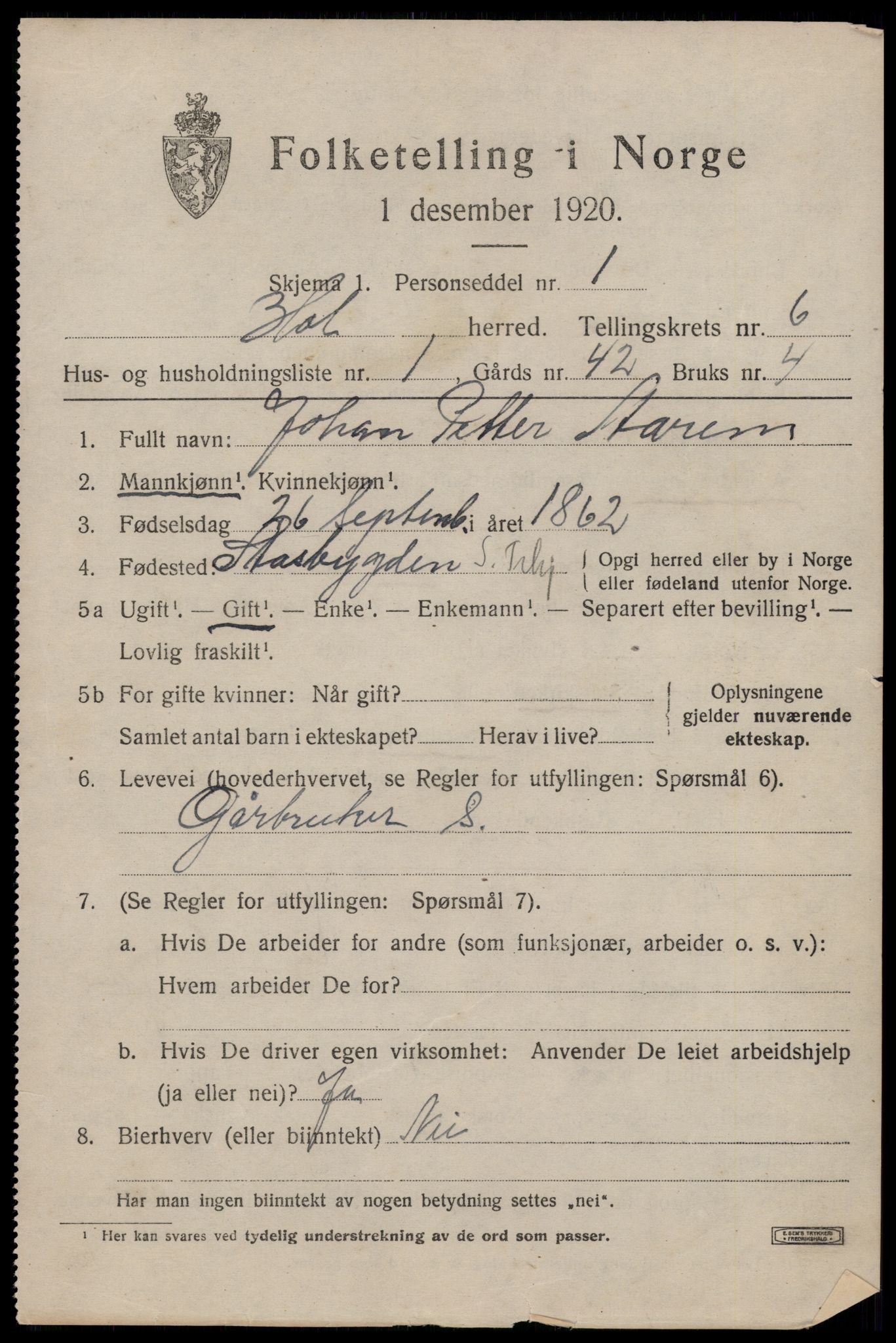 SAT, 1920 census for Hol, 1920, p. 4525