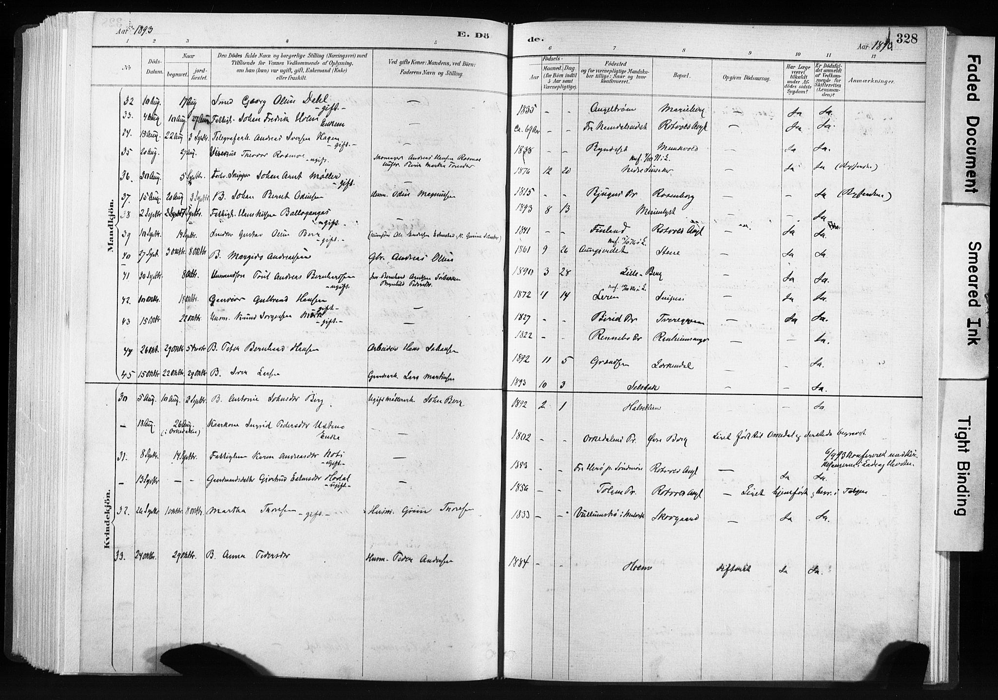 Ministerialprotokoller, klokkerbøker og fødselsregistre - Sør-Trøndelag, SAT/A-1456/606/L0300: Parish register (official) no. 606A15, 1886-1893, p. 328