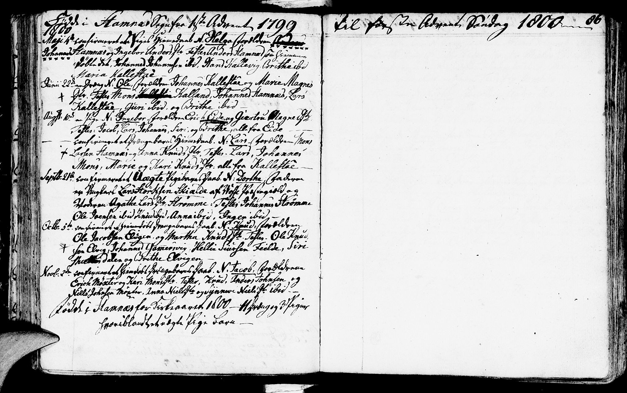 Haus sokneprestembete, AV/SAB-A-75601/H/Haa: Parish register (official) no. A 11, 1796-1816, p. 86