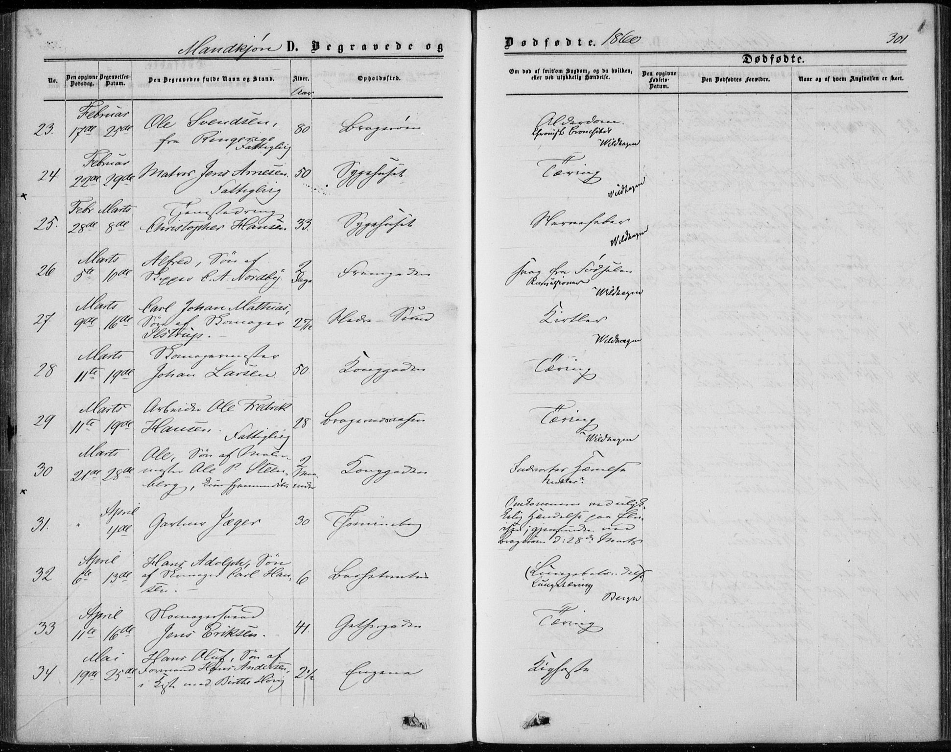 Bragernes kirkebøker, AV/SAKO-A-6/F/Fb/L0003: Parish register (official) no. II 3, 1860-1868, p. 301