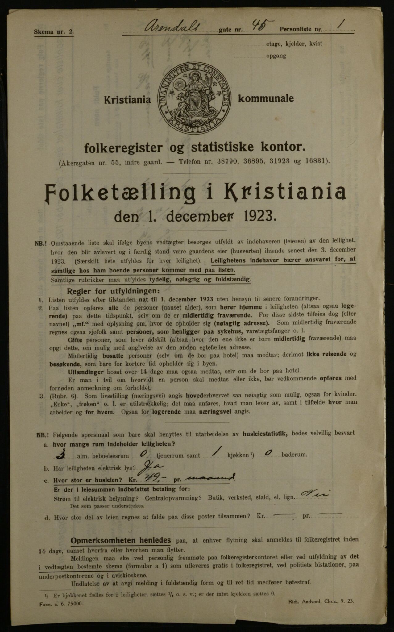 OBA, Municipal Census 1923 for Kristiania, 1923, p. 2574