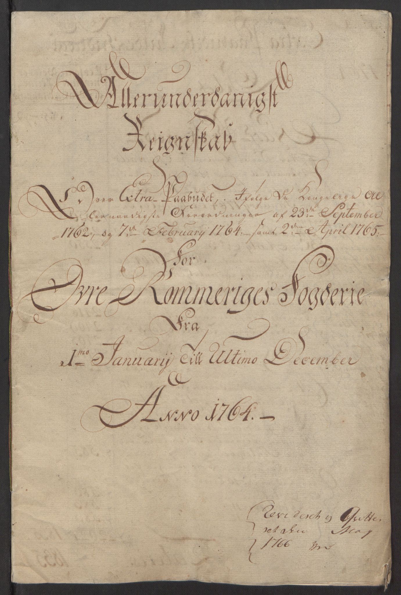 Rentekammeret inntil 1814, Reviderte regnskaper, Fogderegnskap, RA/EA-4092/R12/L0803: Ekstraskatten Øvre Romerike, 1763-1764, p. 185