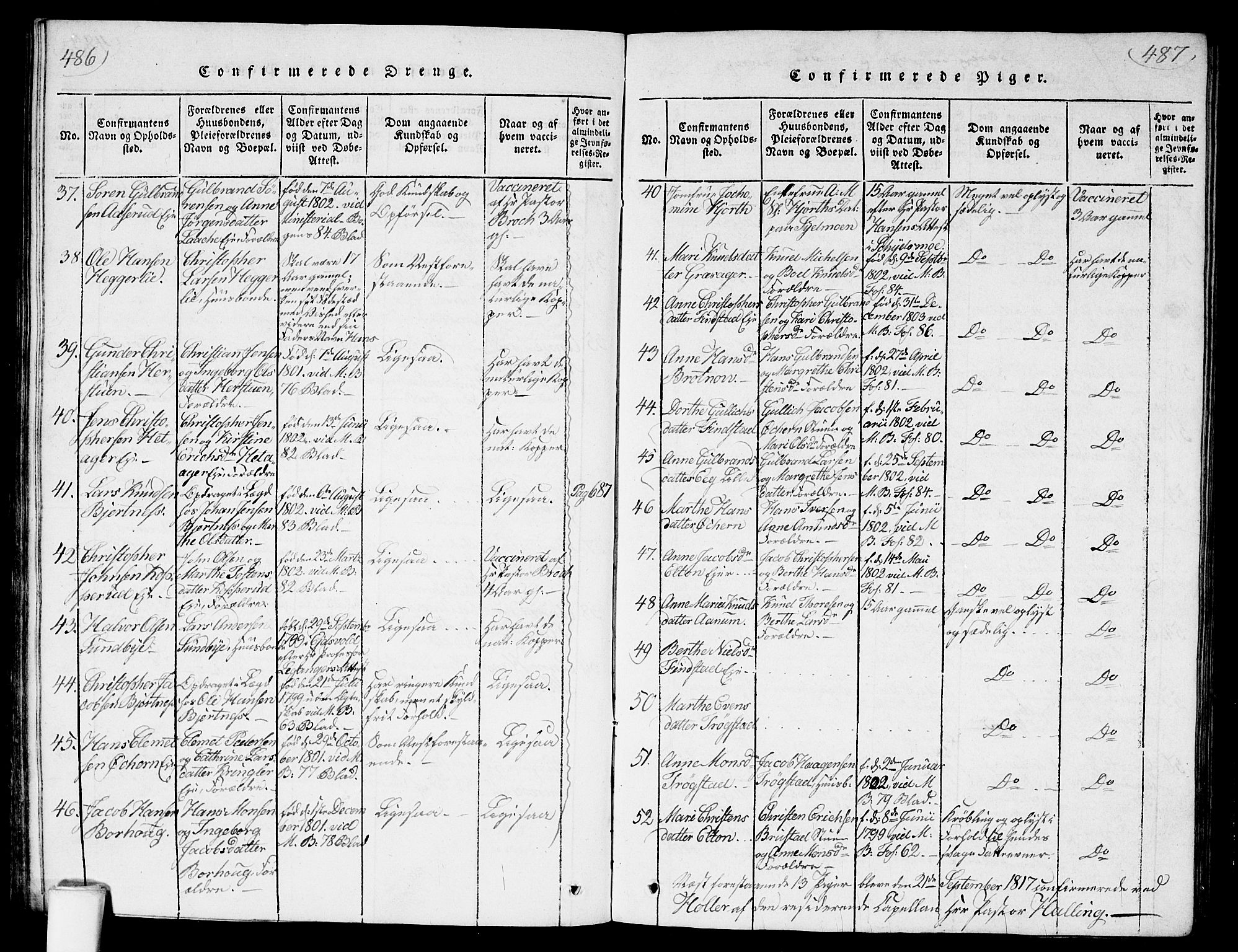 Nannestad prestekontor Kirkebøker, AV/SAO-A-10414a/G/Ga/L0001: Parish register (copy) no. I 1, 1815-1839, p. 486-487