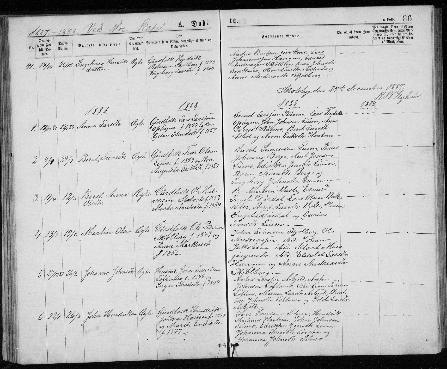 Ministerialprotokoller, klokkerbøker og fødselsregistre - Sør-Trøndelag, SAT/A-1456/671/L0843: Parish register (copy) no. 671C02, 1873-1892, p. 86