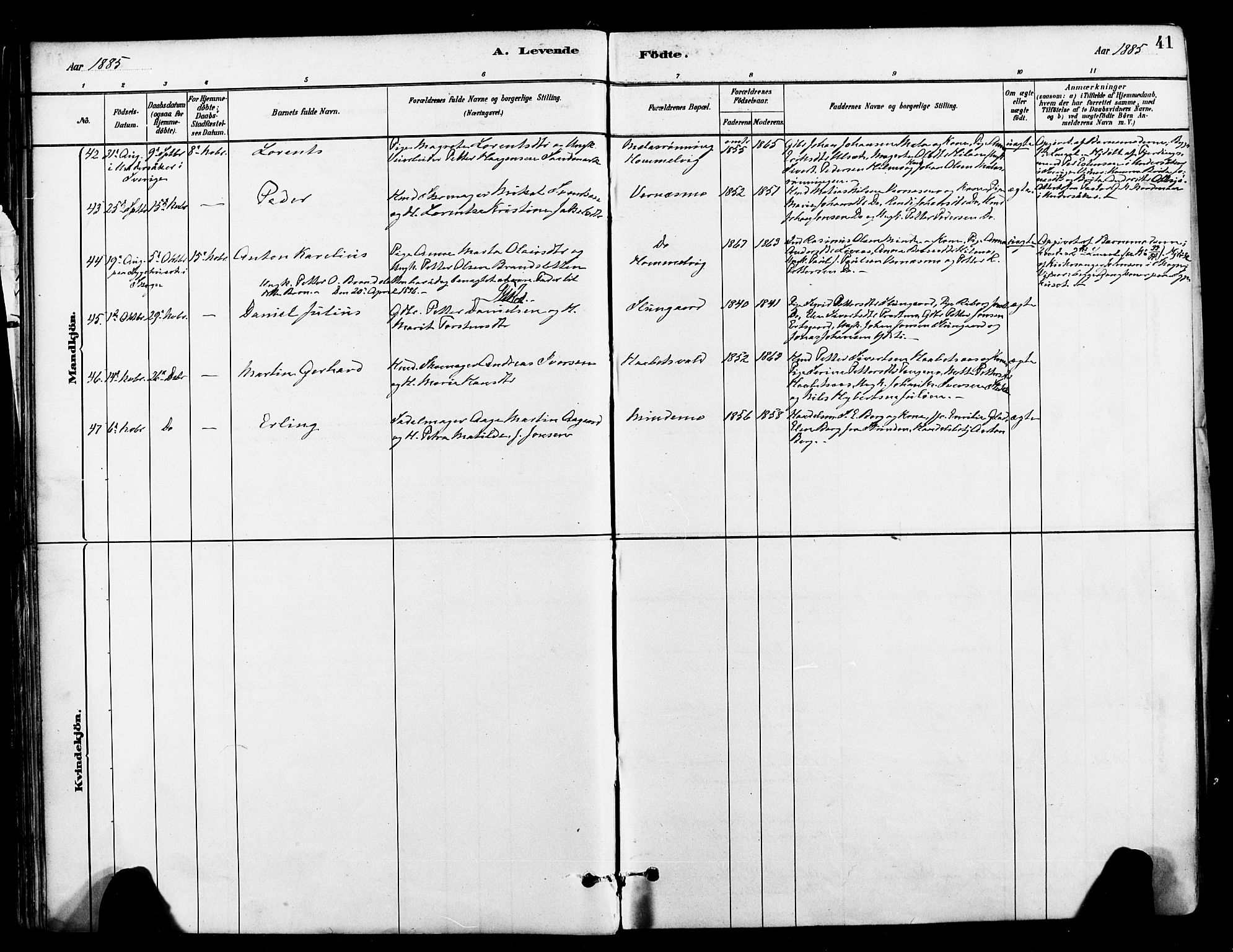 Ministerialprotokoller, klokkerbøker og fødselsregistre - Nord-Trøndelag, AV/SAT-A-1458/709/L0077: Parish register (official) no. 709A17, 1880-1895, p. 41