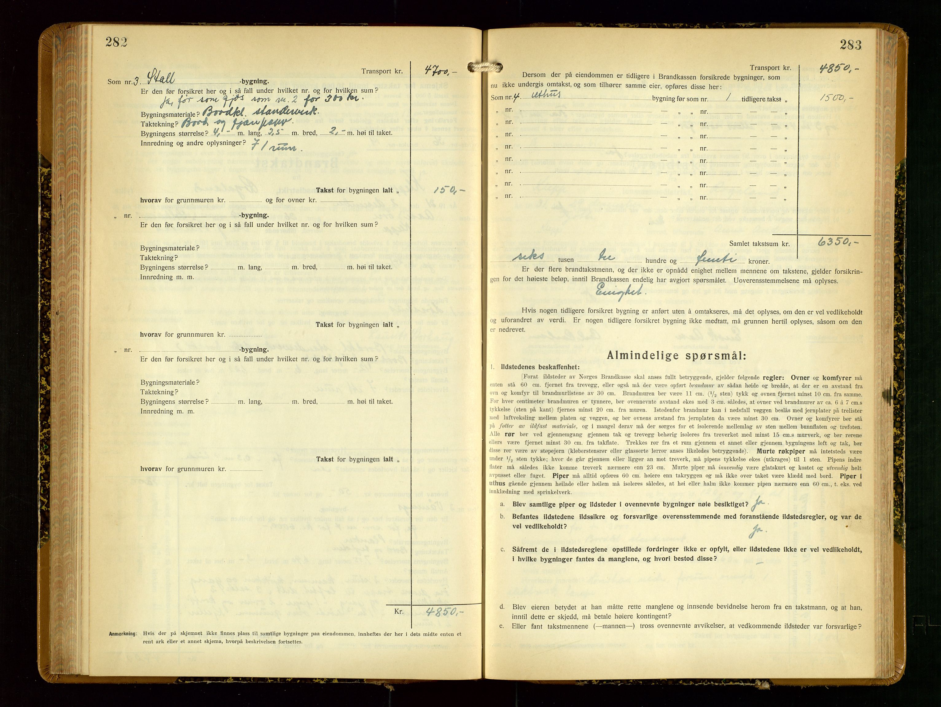 Klepp lensmannskontor, SAST/A-100163/Goc/L0012: "Brandtakstprotokoll" m/register, 1929-1933, p. 282-283