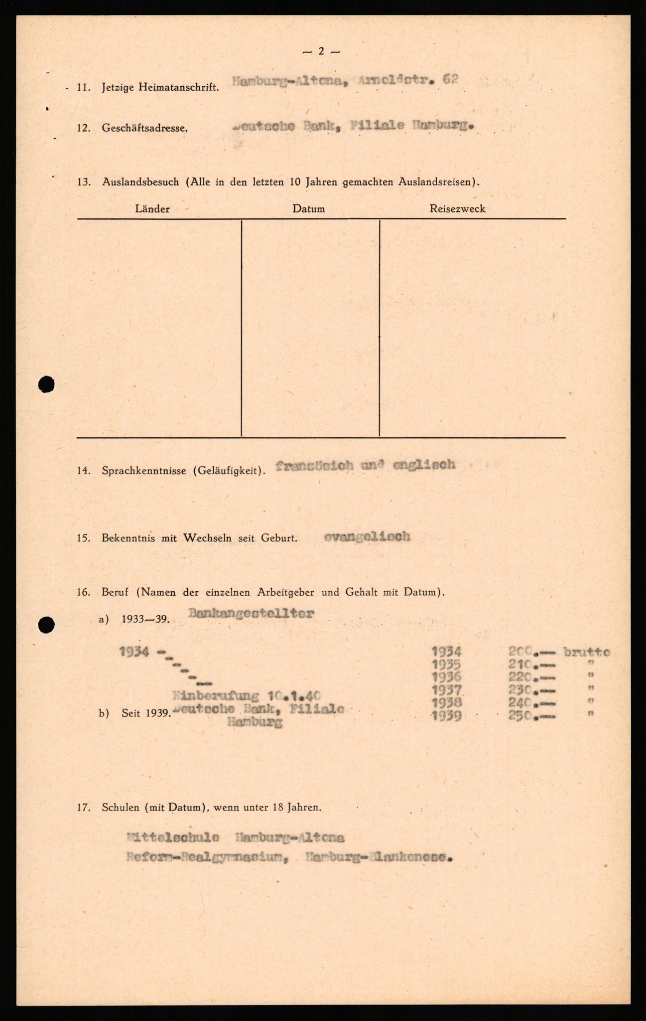 Forsvaret, Forsvarets overkommando II, AV/RA-RAFA-3915/D/Db/L0030: CI Questionaires. Tyske okkupasjonsstyrker i Norge. Tyskere., 1945-1946, p. 107