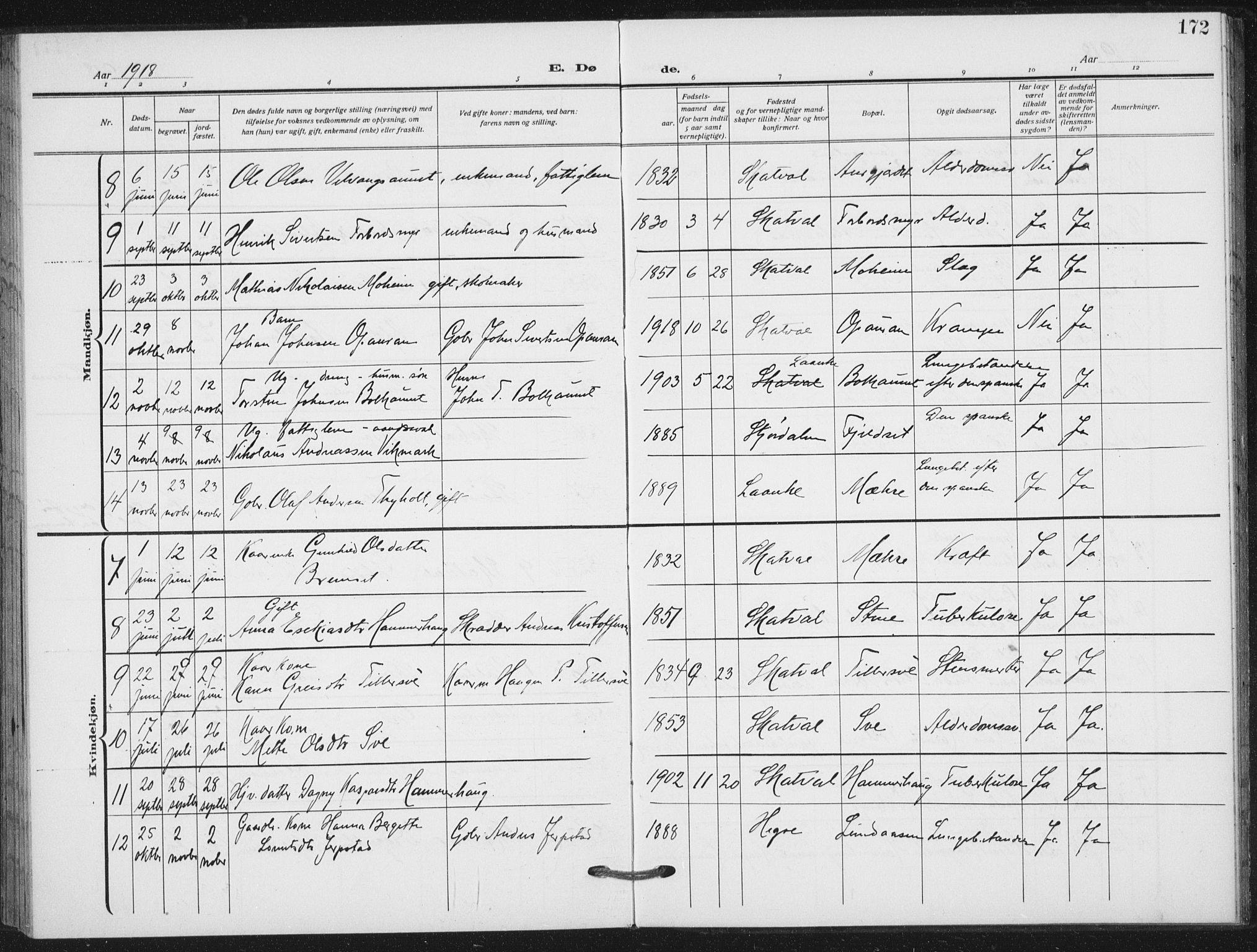 Ministerialprotokoller, klokkerbøker og fødselsregistre - Nord-Trøndelag, AV/SAT-A-1458/712/L0102: Parish register (official) no. 712A03, 1916-1929, p. 172