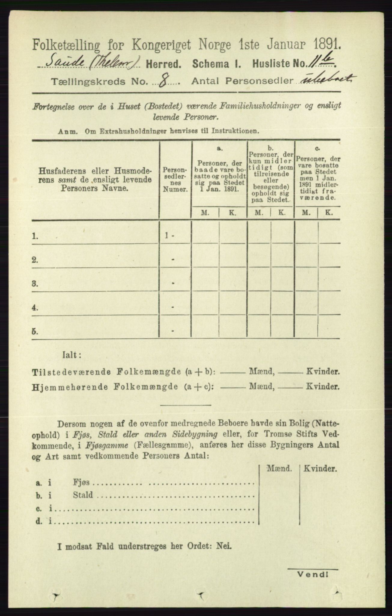 RA, 1891 census for 0822 Sauherad, 1891, p. 2263