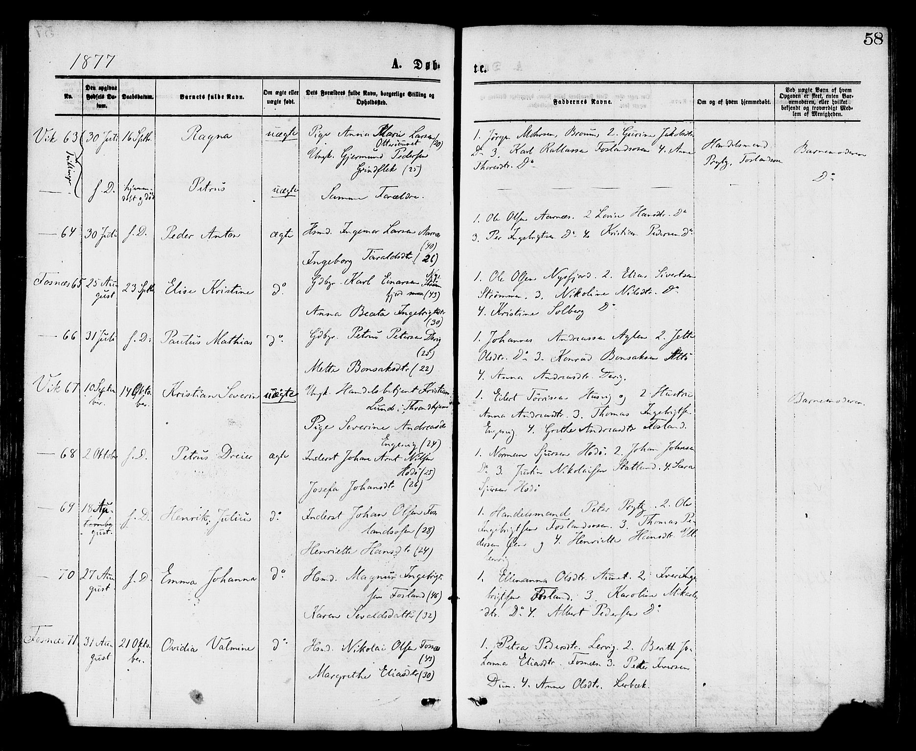 Ministerialprotokoller, klokkerbøker og fødselsregistre - Nord-Trøndelag, AV/SAT-A-1458/773/L0616: Parish register (official) no. 773A07, 1870-1887, p. 58