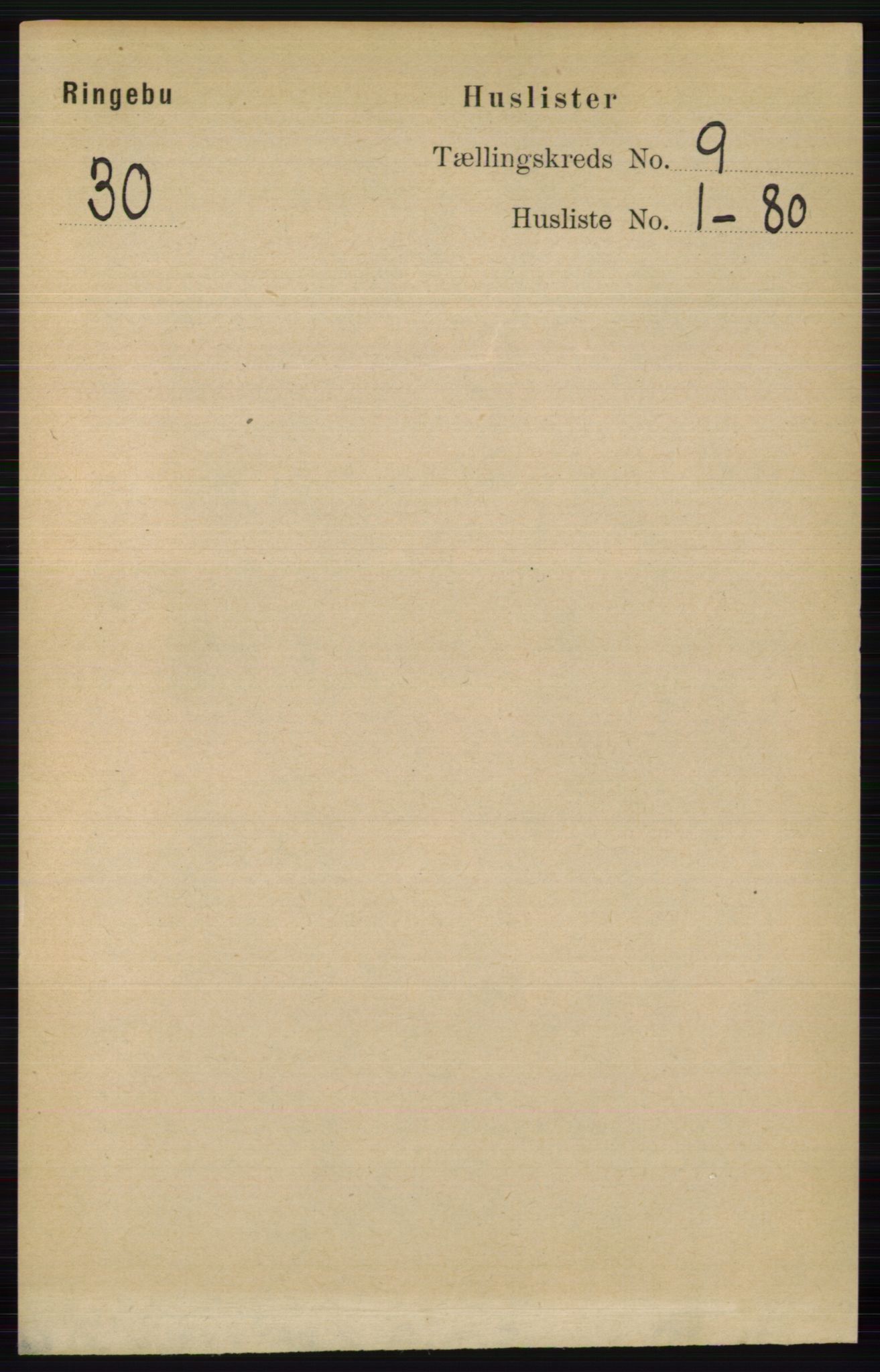 RA, 1891 census for 0520 Ringebu, 1891, p. 4160