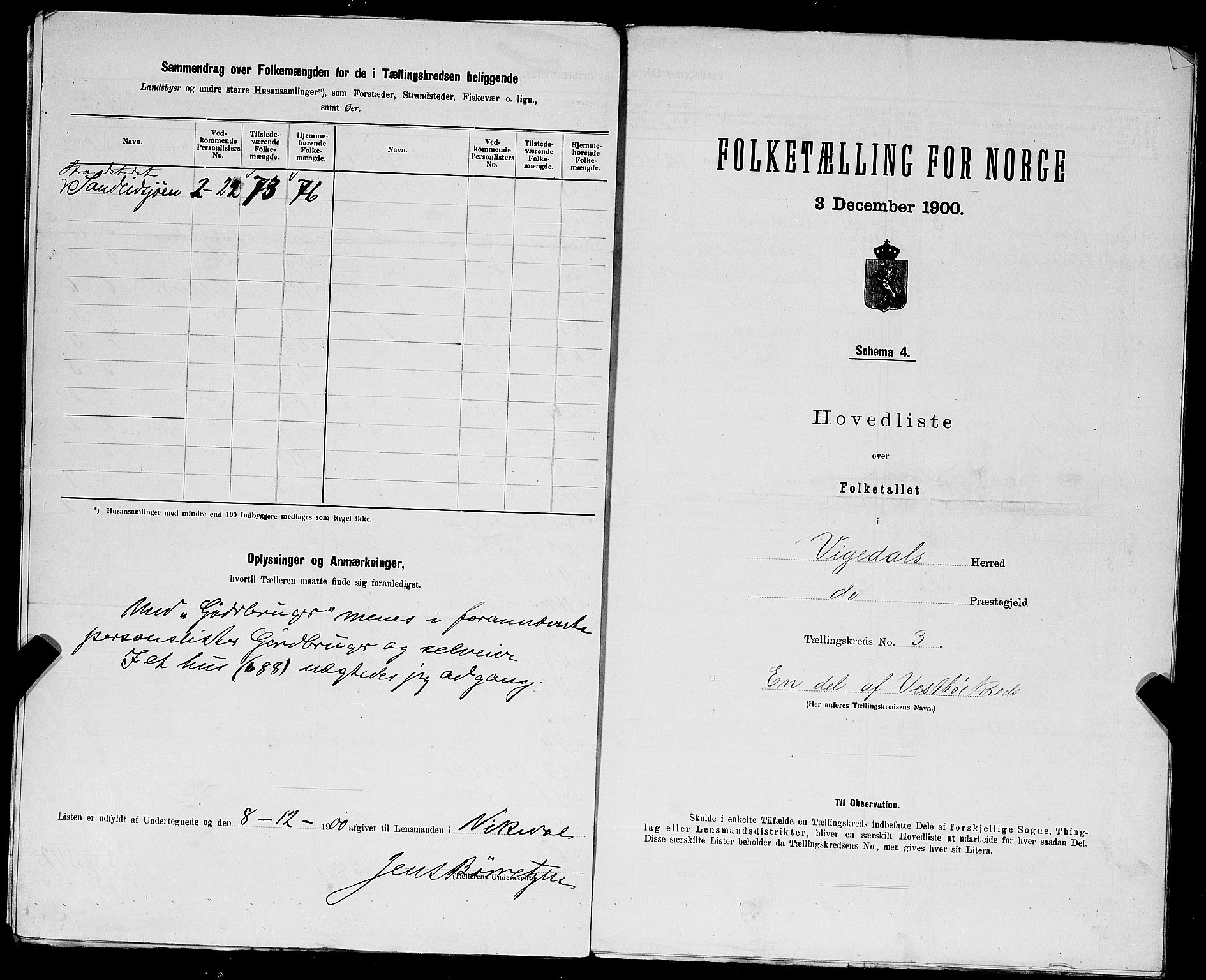 SAST, 1900 census for Vikedal, 1900, p. 27