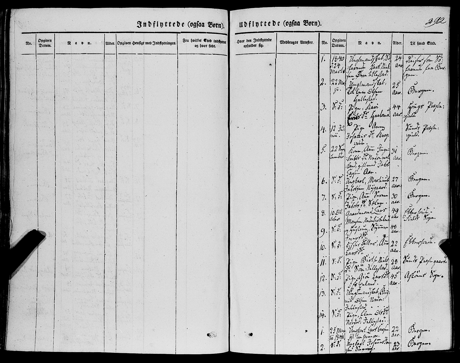 Fana Sokneprestembete, AV/SAB-A-75101/H/Haa/Haaa/L0008: Parish register (official) no. A 8, 1829-1851, p. 292