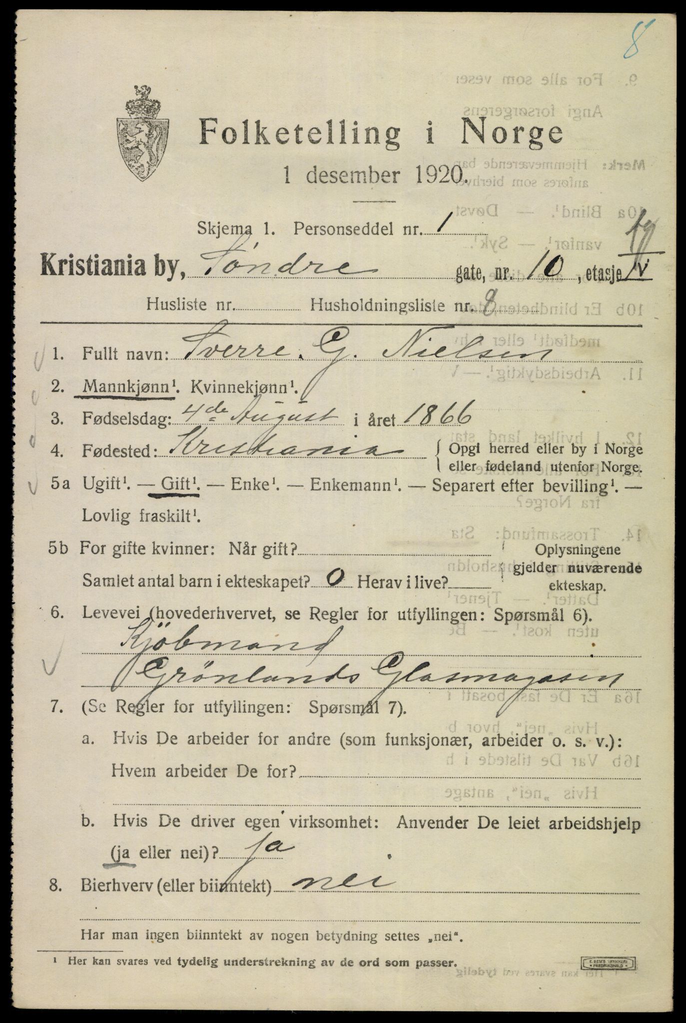 SAO, 1920 census for Kristiania, 1920, p. 562051