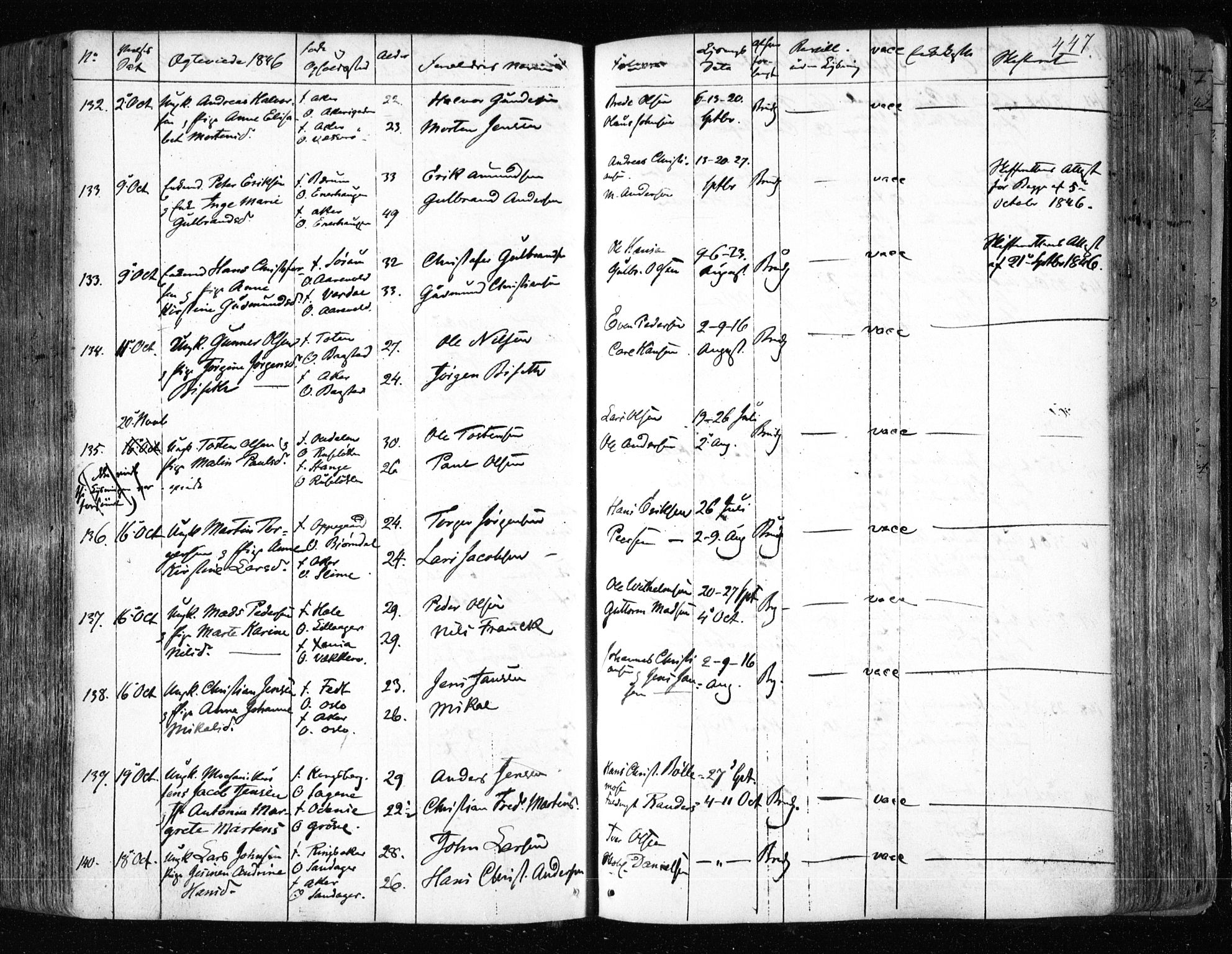 Aker prestekontor kirkebøker, AV/SAO-A-10861/F/L0019: Parish register (official) no. 19, 1842-1852, p. 447