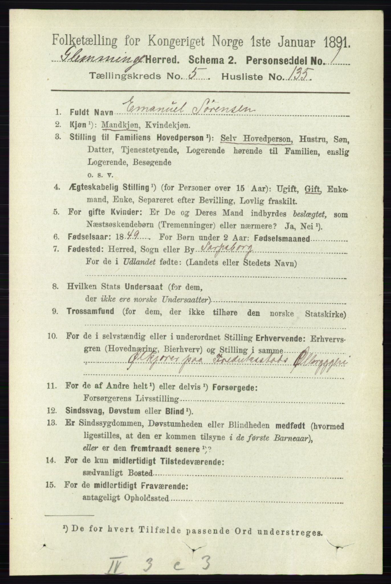 RA, 1891 census for 0132 Glemmen, 1891, p. 7169