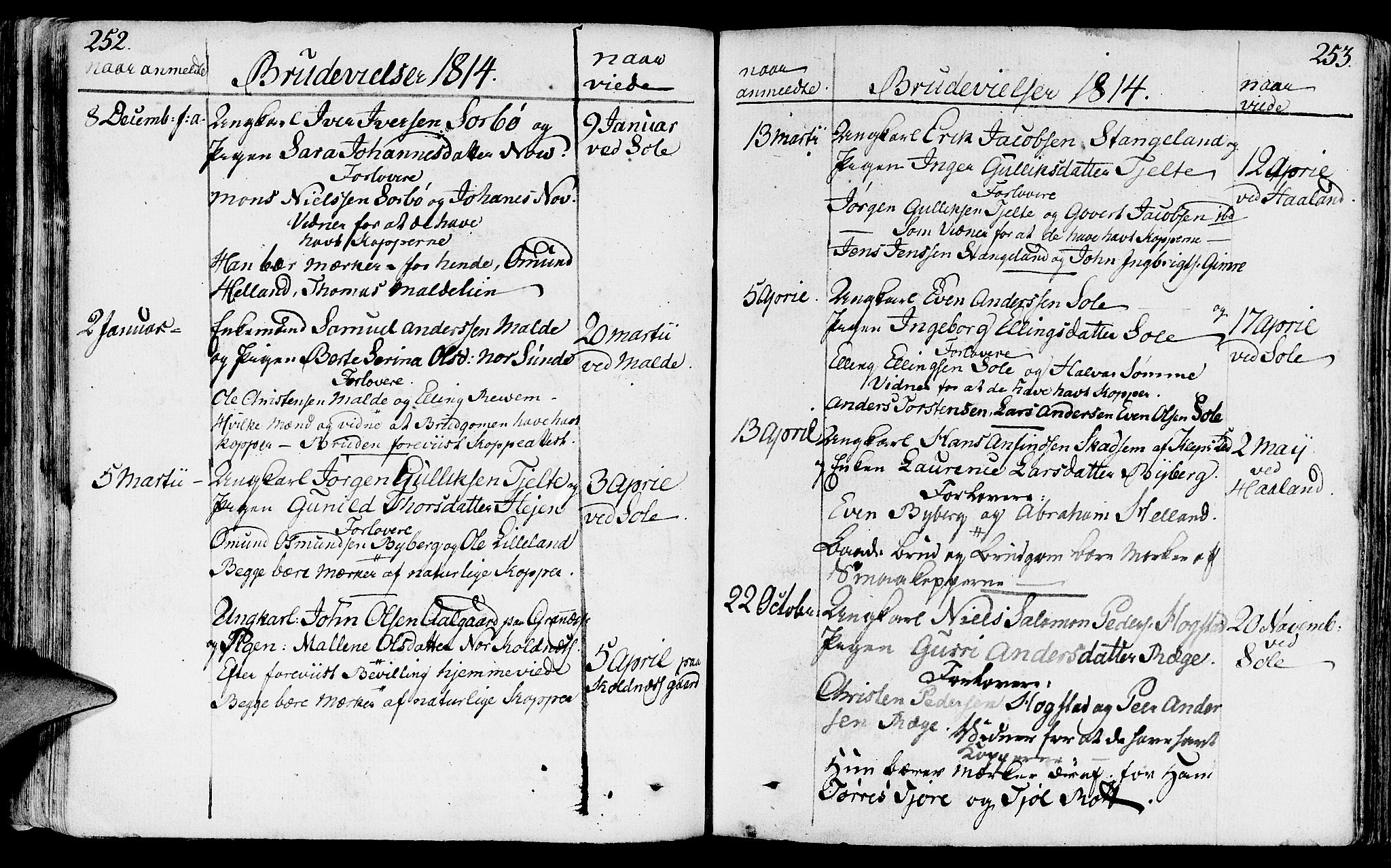 Håland sokneprestkontor, SAST/A-101802/001/30BA/L0003: Parish register (official) no. A 3, 1794-1815, p. 252-253