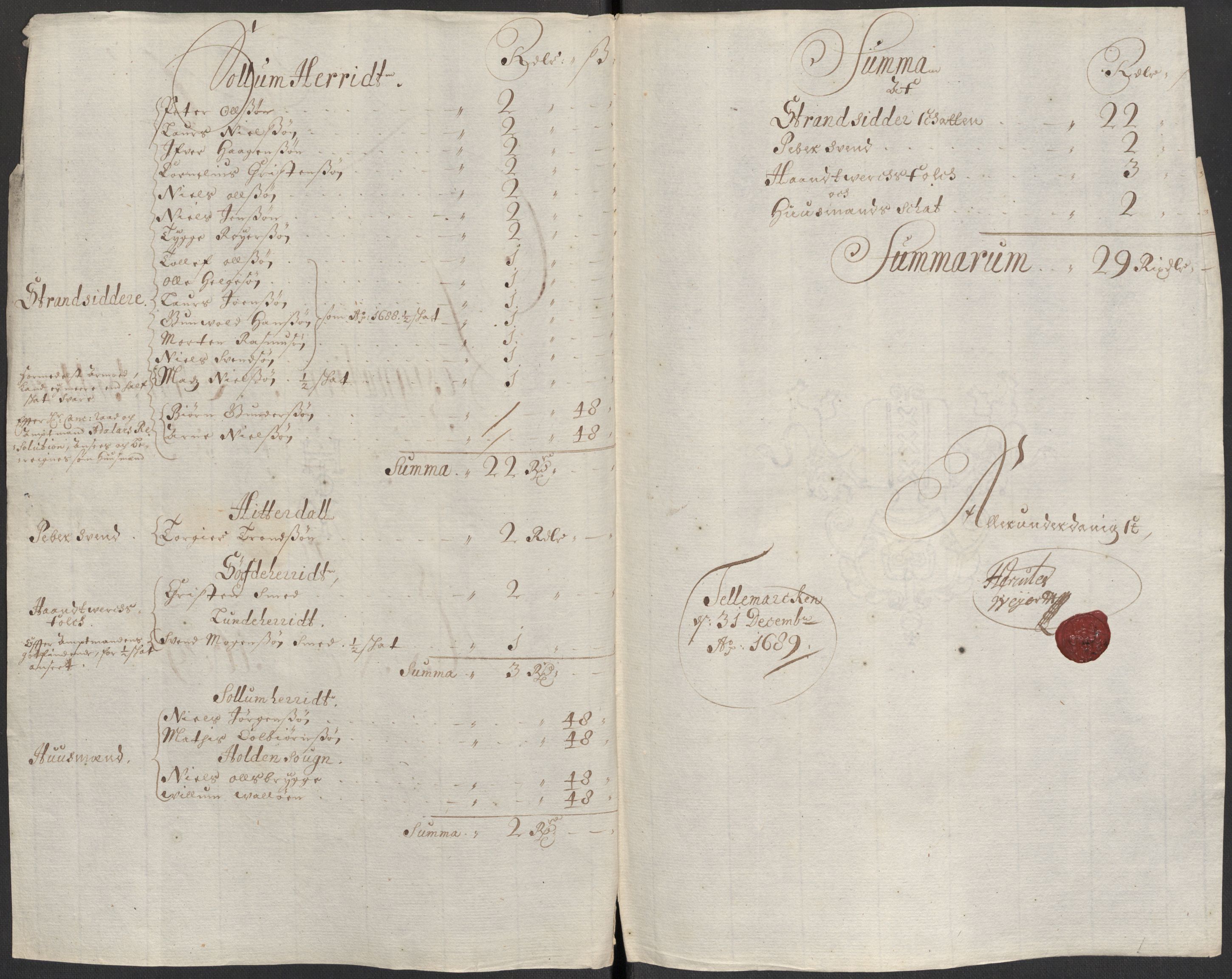 Rentekammeret inntil 1814, Reviderte regnskaper, Fogderegnskap, RA/EA-4092/R35/L2088: Fogderegnskap Øvre og Nedre Telemark, 1687-1689, p. 28