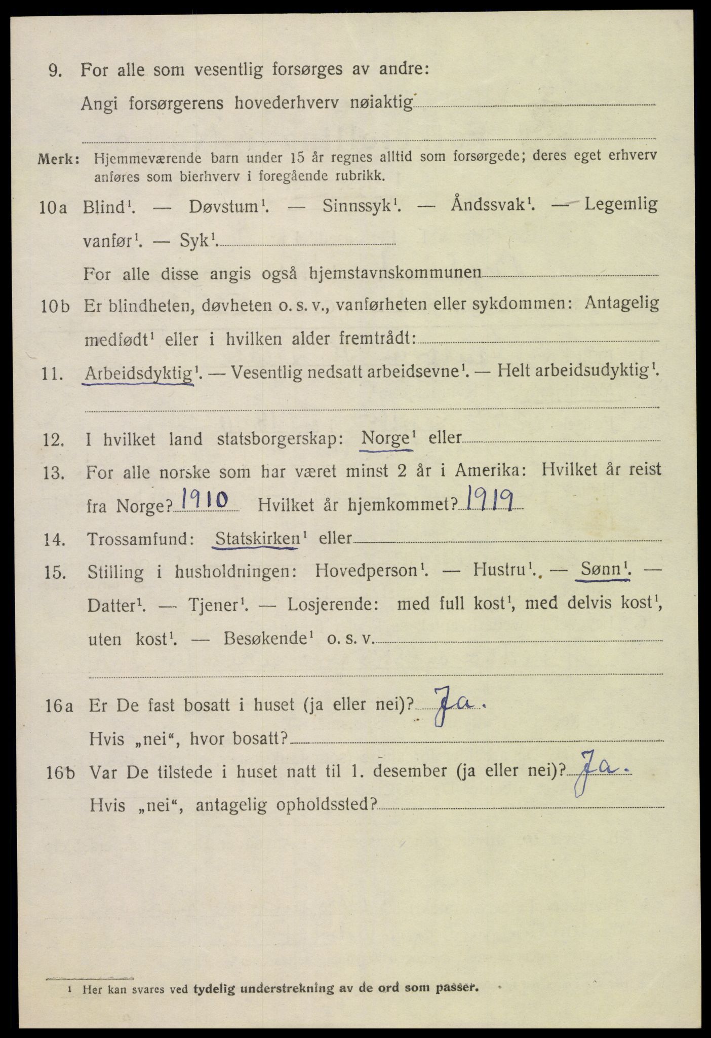 SAK, 1920 census for Bygland, 1920, p. 4130