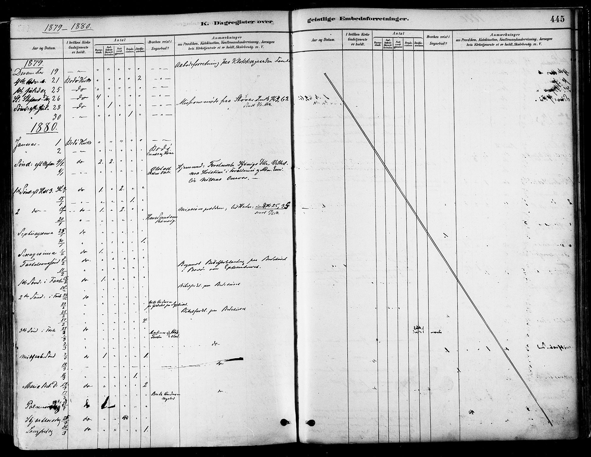 Ministerialprotokoller, klokkerbøker og fødselsregistre - Nordland, AV/SAT-A-1459/802/L0054: Parish register (official) no. 802A01, 1879-1893, p. 445