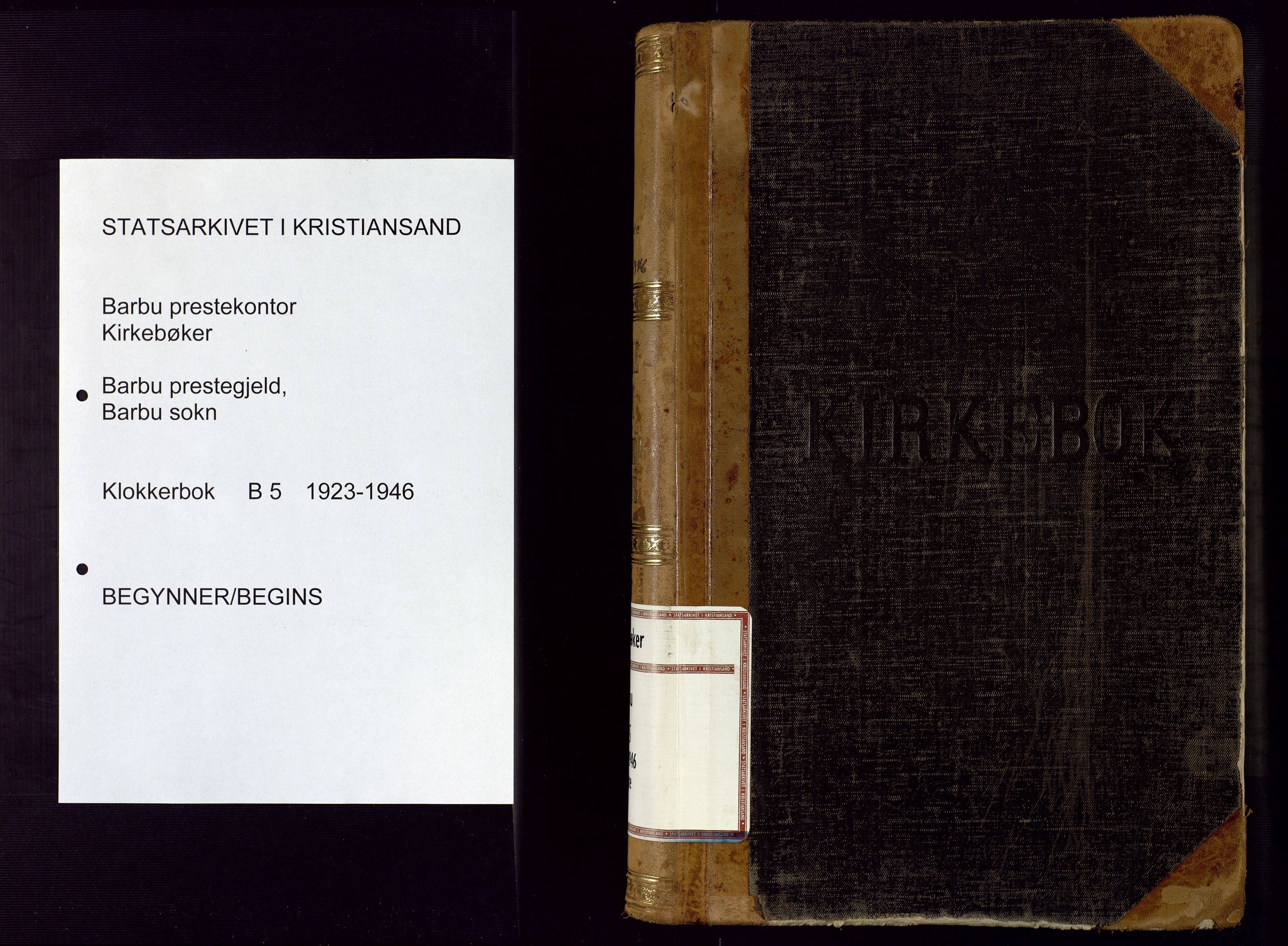 Barbu sokneprestkontor, SAK/1111-0003/F/Fb/L0005: Parish register (copy) no. B 5, 1923-1946