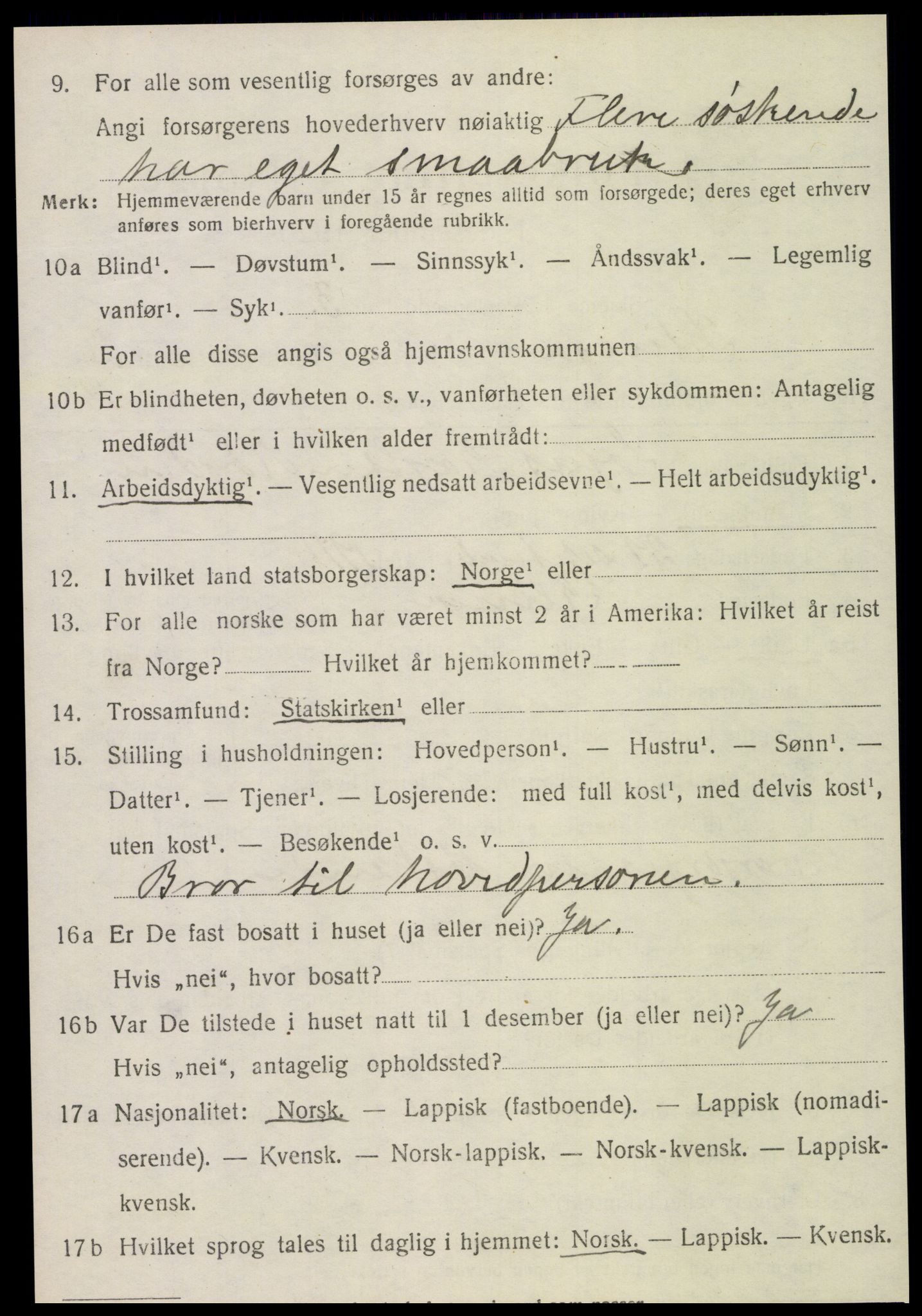 SAT, 1920 census for Klinga, 1920, p. 1460