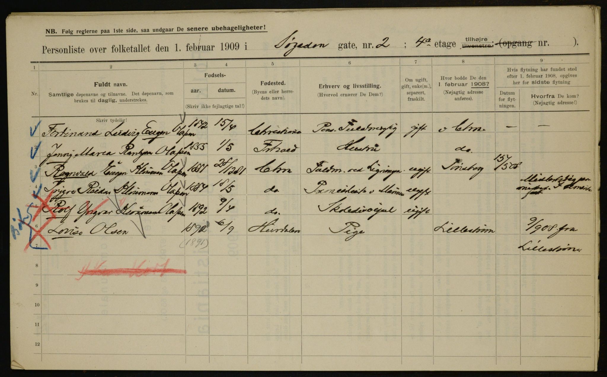 OBA, Municipal Census 1909 for Kristiania, 1909, p. 96154