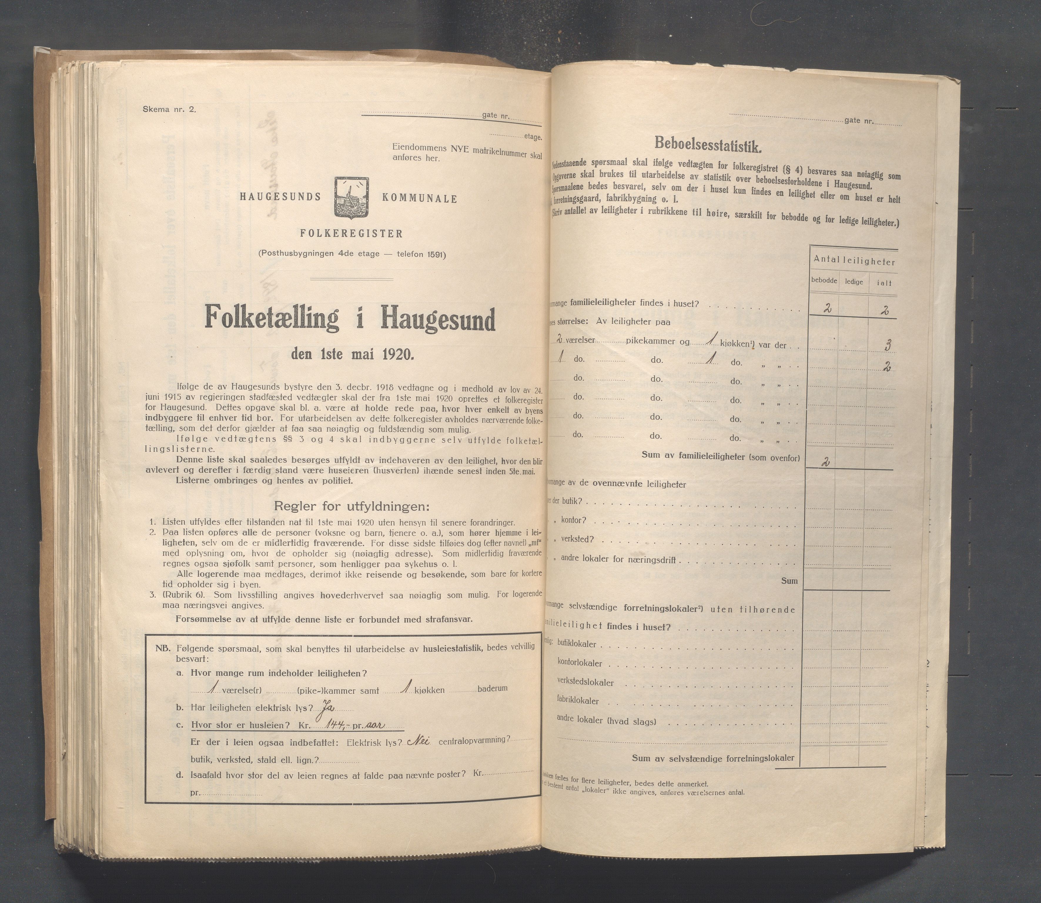 IKAR, Local census 1.5.1920 for Haugesund, 1920, p. 1011