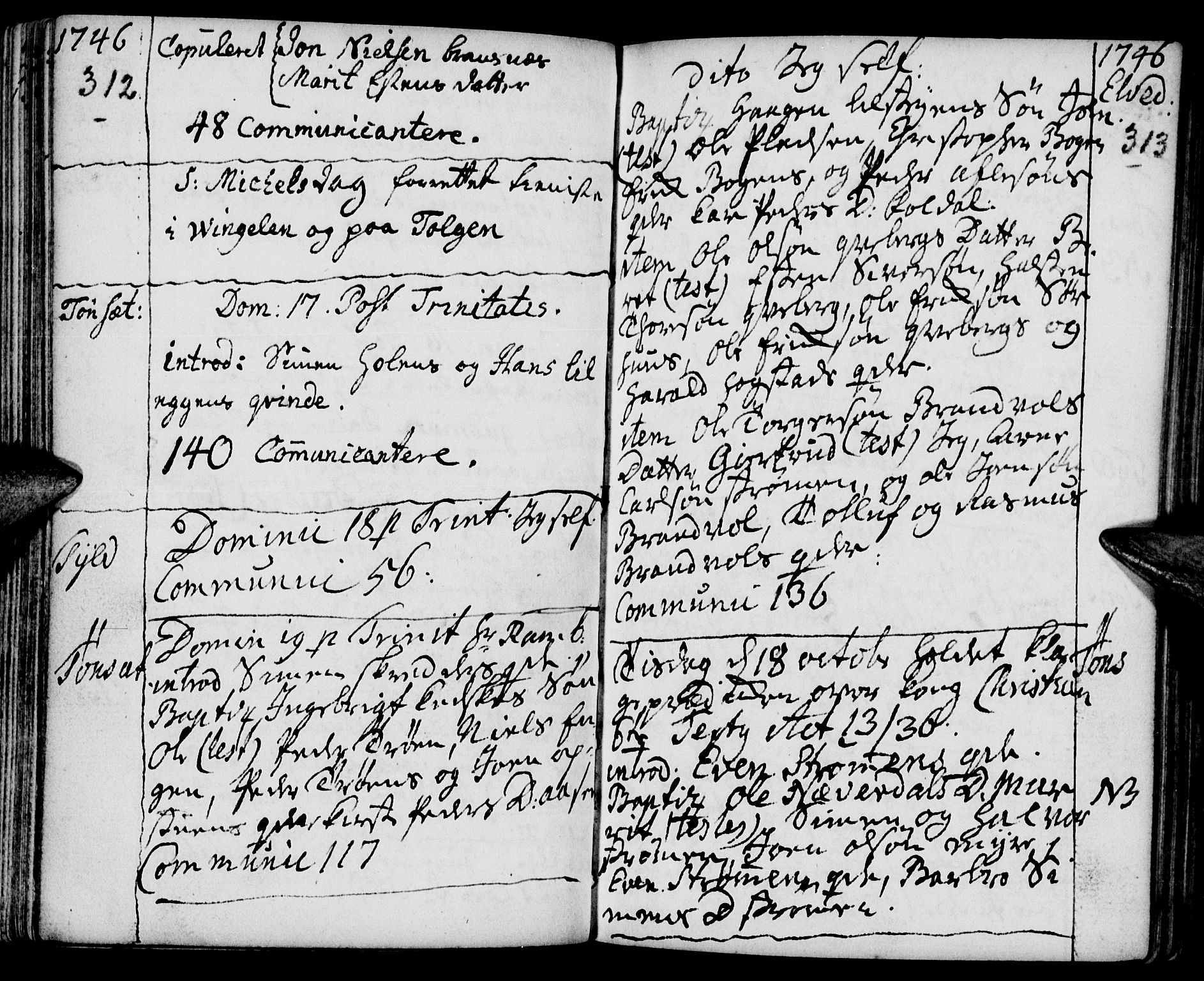 Tynset prestekontor, SAH/PREST-058/H/Ha/Haa/L0002: Parish register (official) no. 2, 1737-1767, p. 312-313