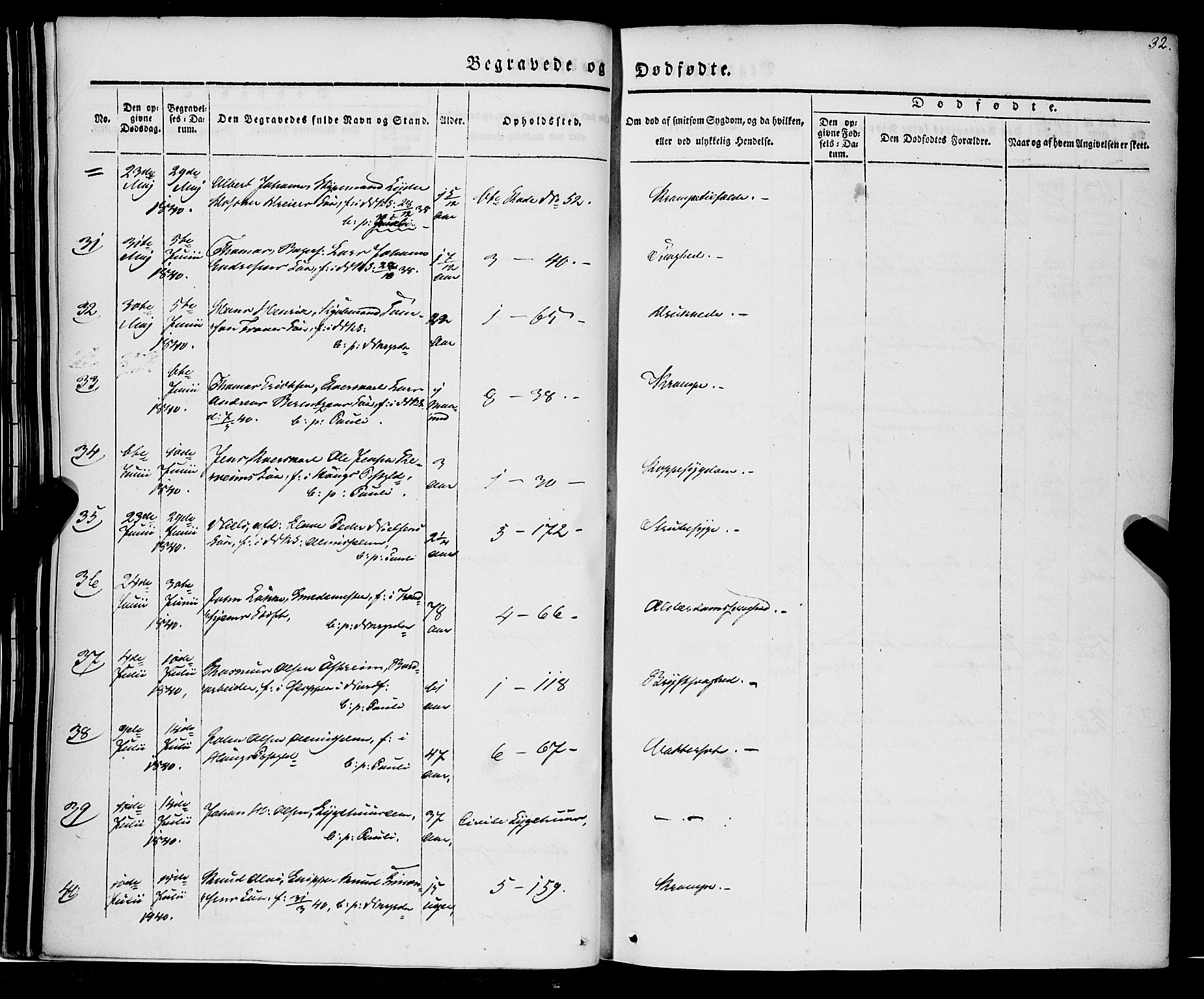 Nykirken Sokneprestembete, AV/SAB-A-77101/H/Haa/L0041: Parish register (official) no. E 1, 1833-1850, p. 32