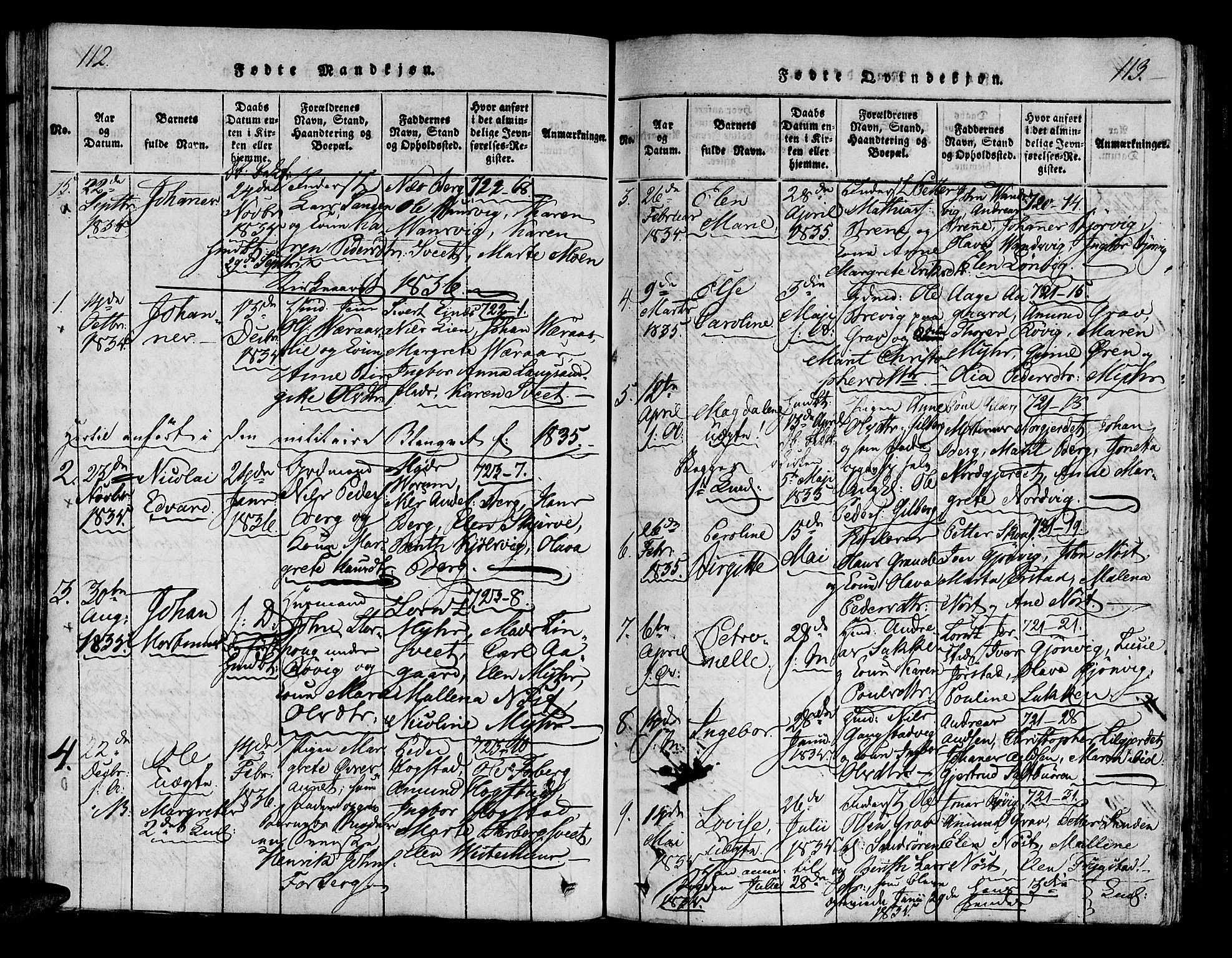 Ministerialprotokoller, klokkerbøker og fødselsregistre - Nord-Trøndelag, SAT/A-1458/722/L0217: Parish register (official) no. 722A04, 1817-1842, p. 112-113