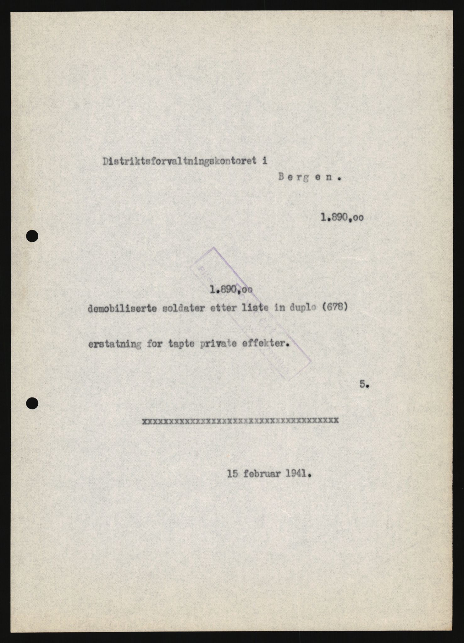 Justisdepartementet, Oppgjørsavdelingen, AV/RA-S-1056/G/Ga/L0005: Anvisningsliste nr. 385-388, 390-410, 662-725, 728-732, 736-740 og 1106-1140 over utbetalte effektsaker, 1940-1942, p. 997