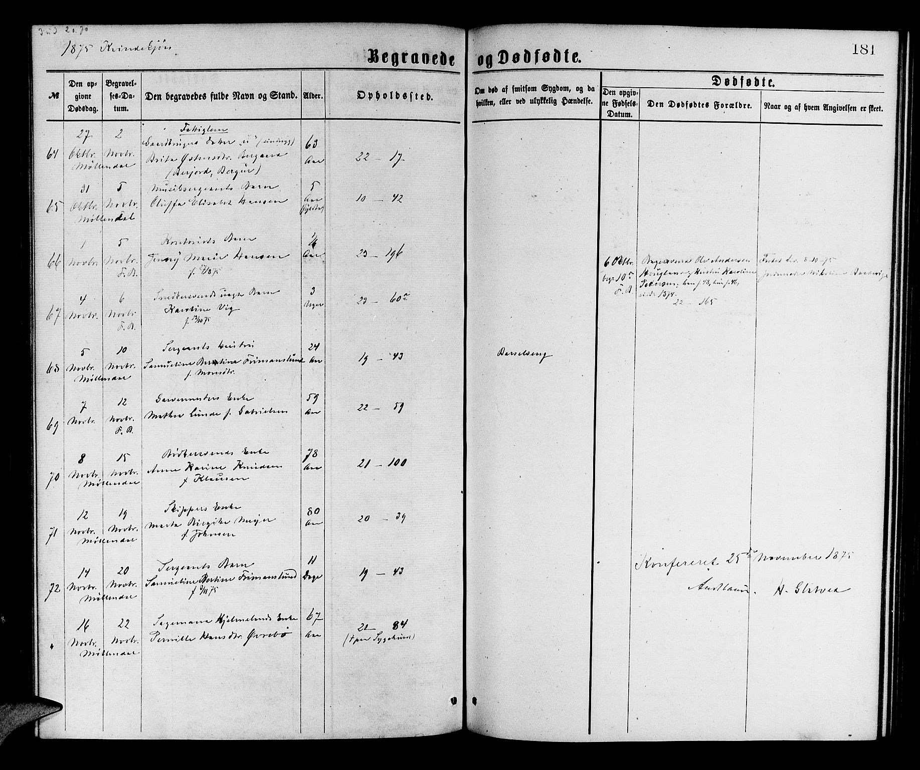 Korskirken sokneprestembete, AV/SAB-A-76101/H/Hab: Parish register (copy) no. E 3, 1871-1883, p. 181