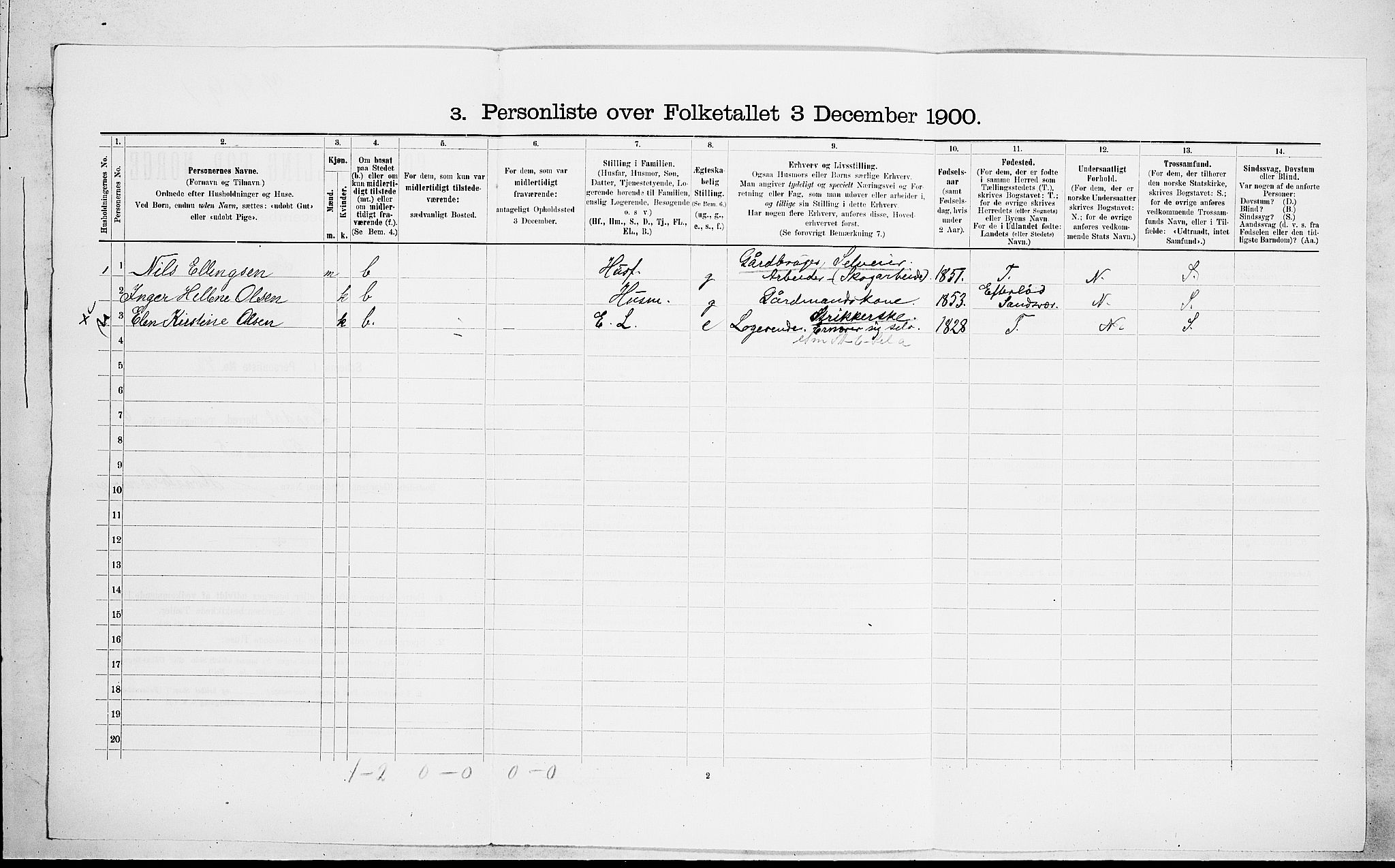 RA, 1900 census for Lardal, 1900, p. 901
